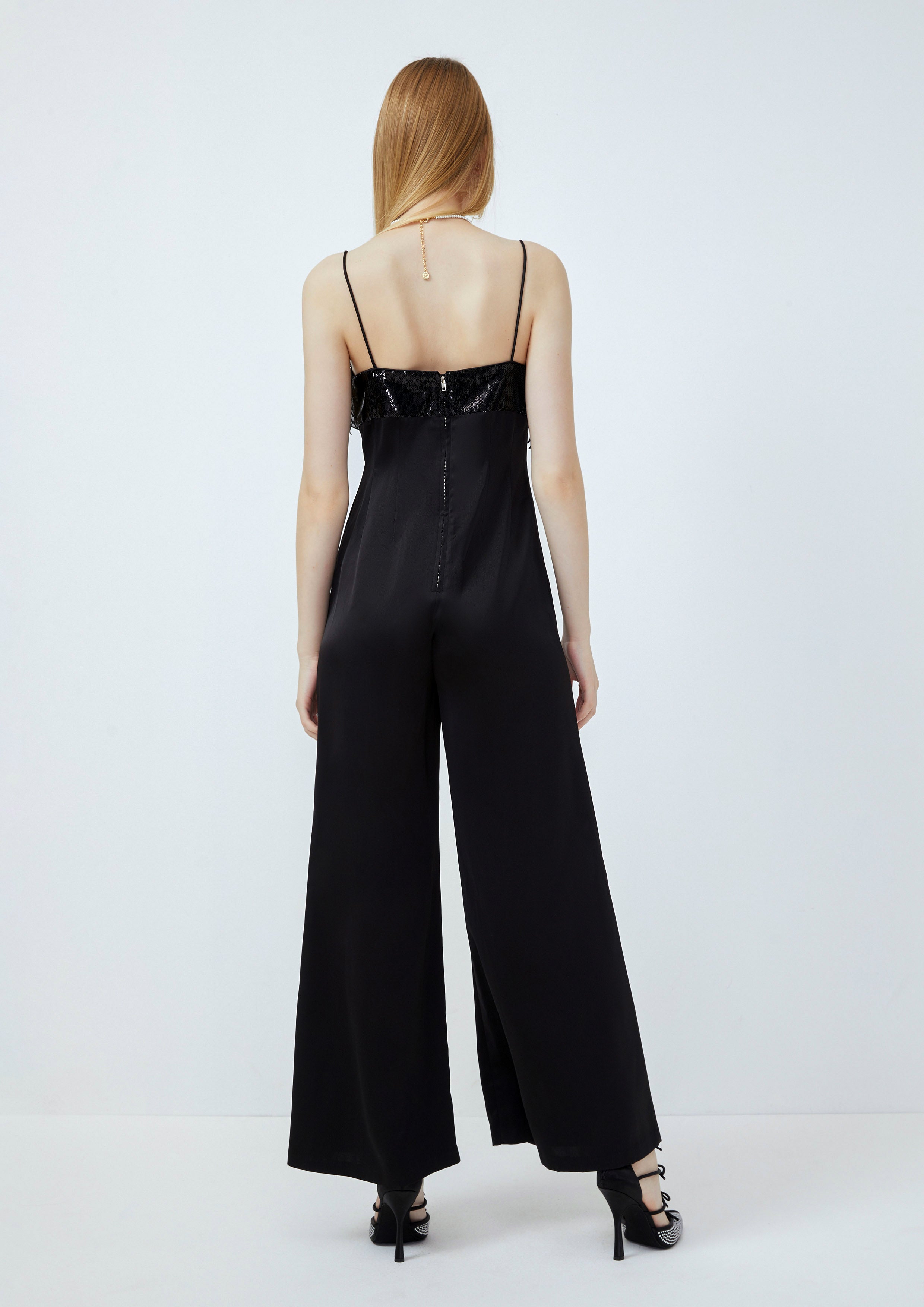 Bow Trim Spaghetti Strap Jumpsuit Lost In Museum Collection