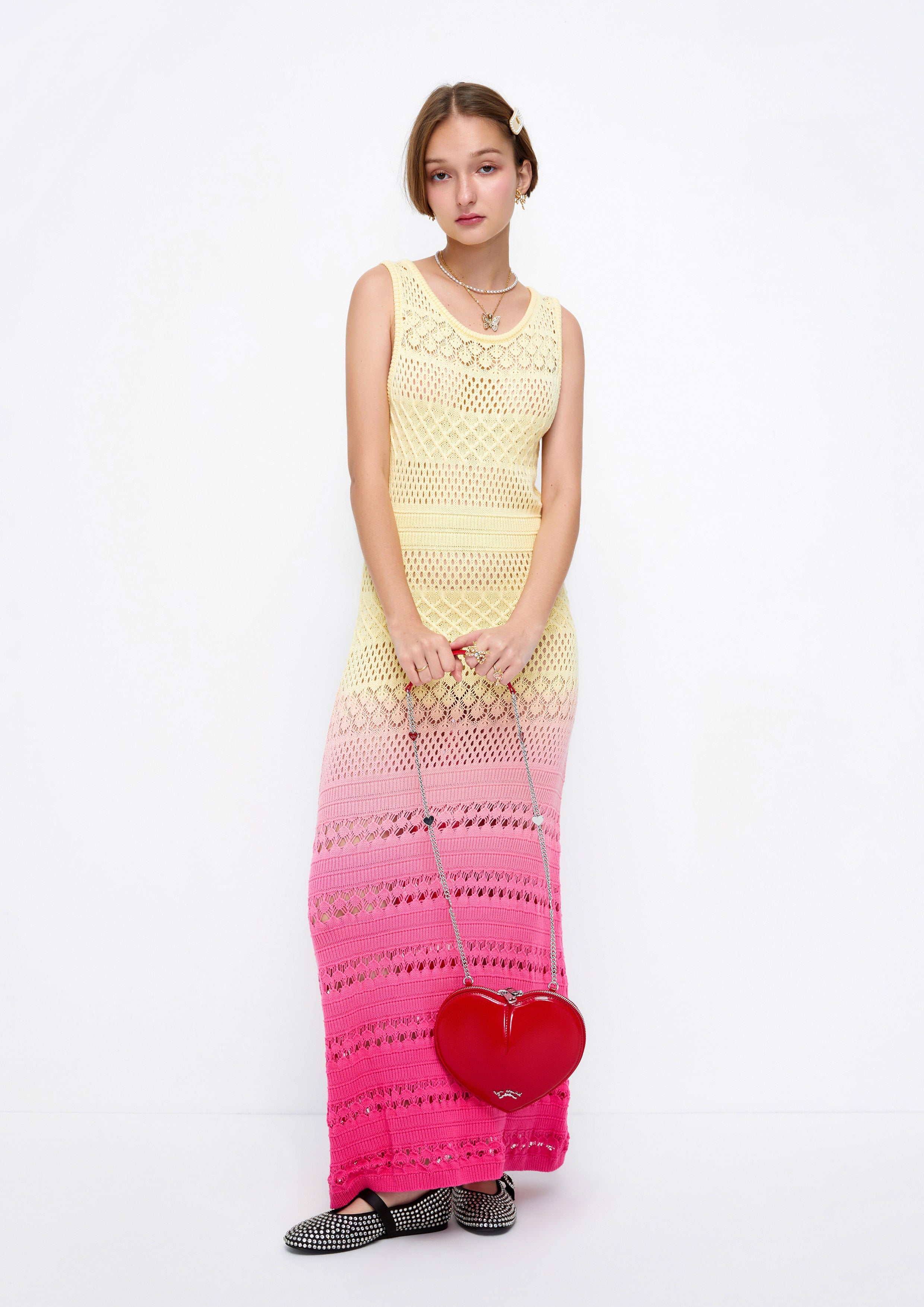 Broderie Knitted Maxi Sheath Dress Lost In Museum Collection