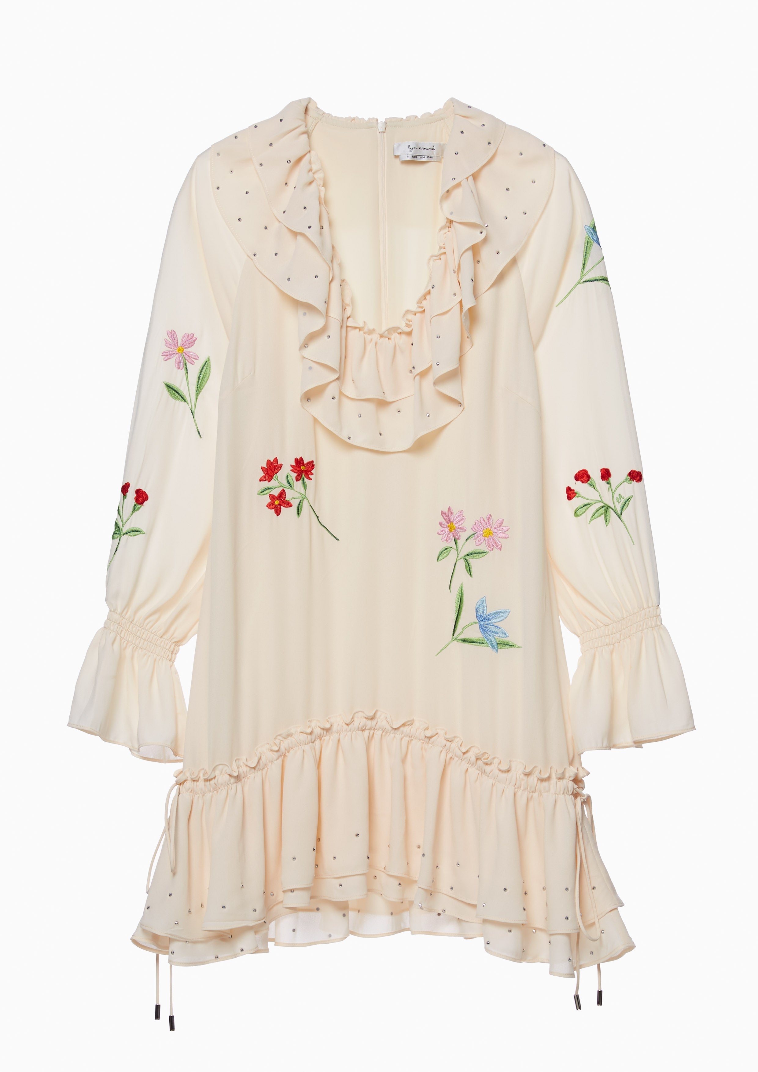 Lost In Museum Flare Trim Skirt Embroideries Dress Cream