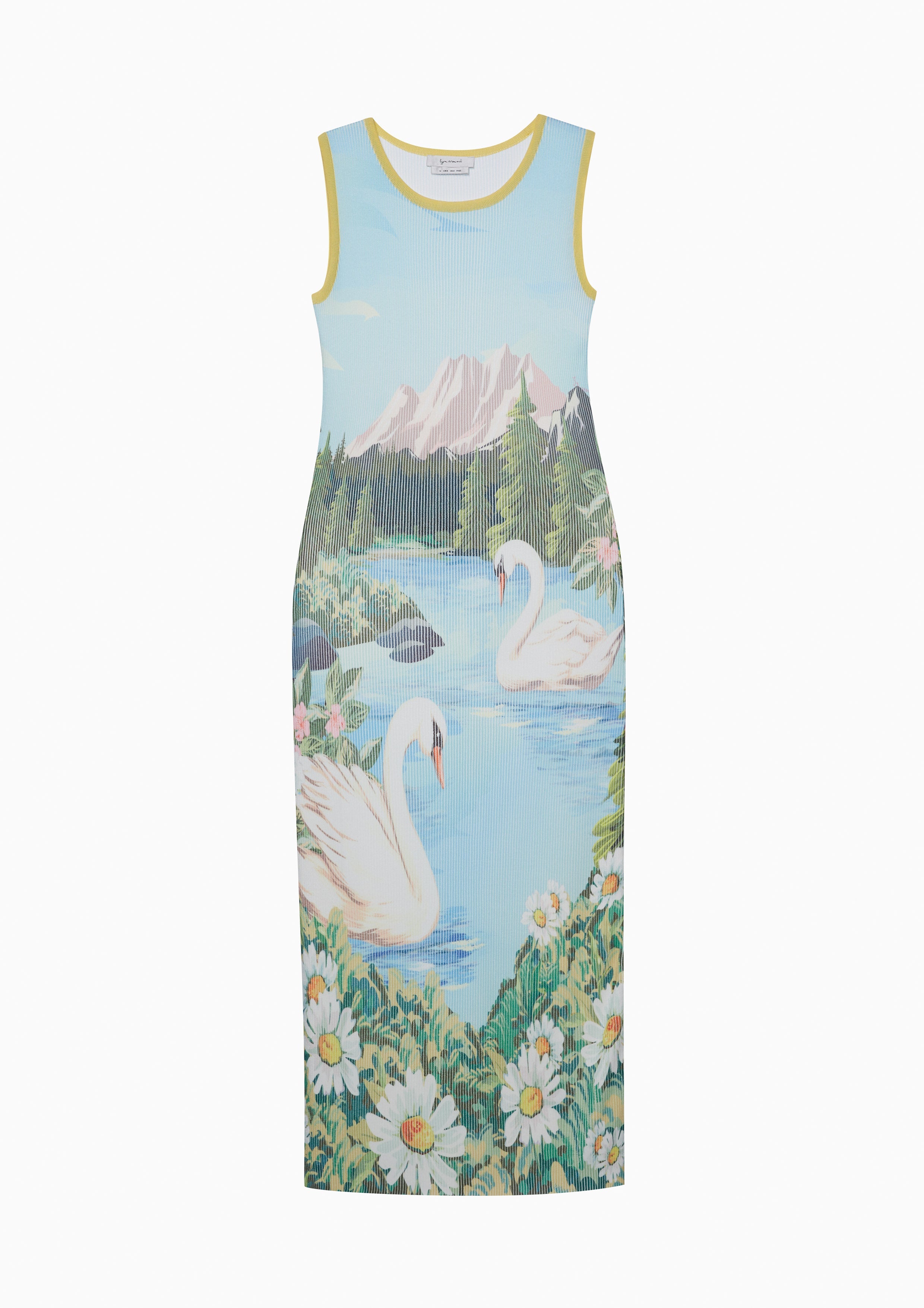 Swan's Lake Printed Maxi Straight Sheath Dress Lost In Museum Collection