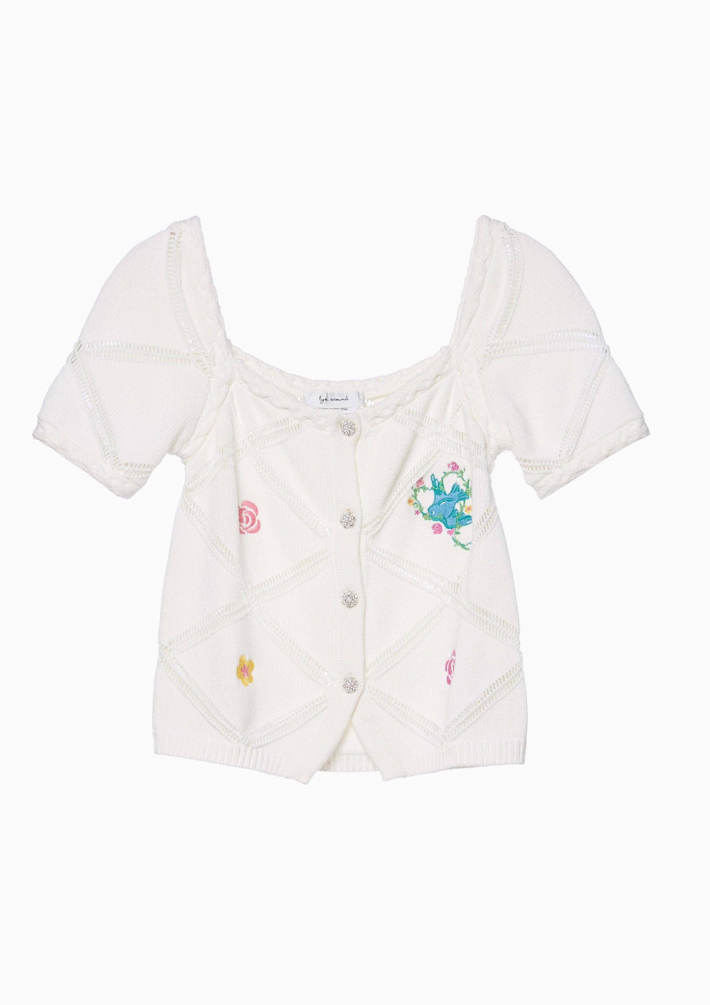 Lost In Museum Baby Blue Bird  Shirt White