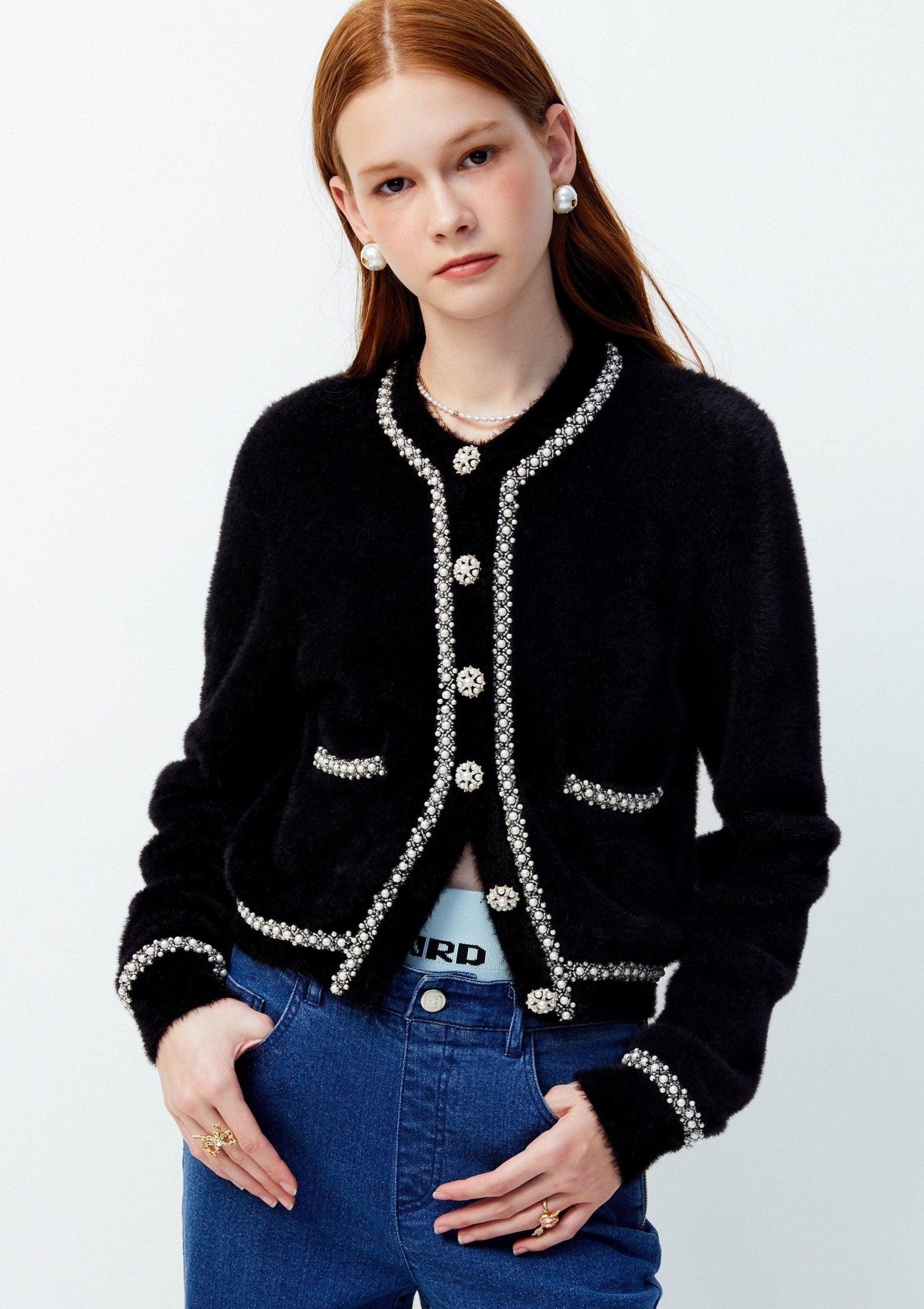 Lost in Museum Pearl Belle Cardigan Black