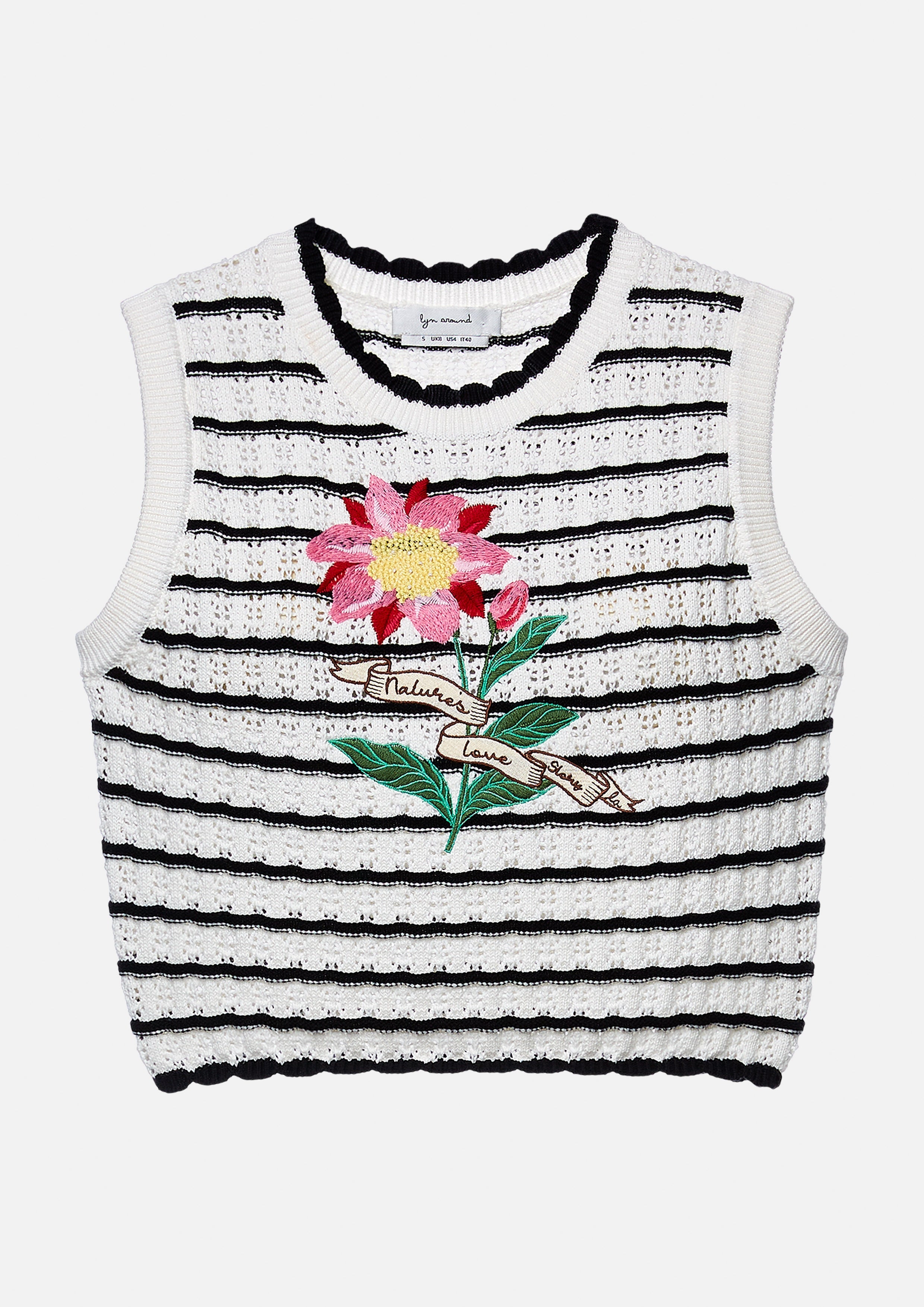 Floral Striped Broderie Sleeveless Cropped Top Lost In Museum Collection