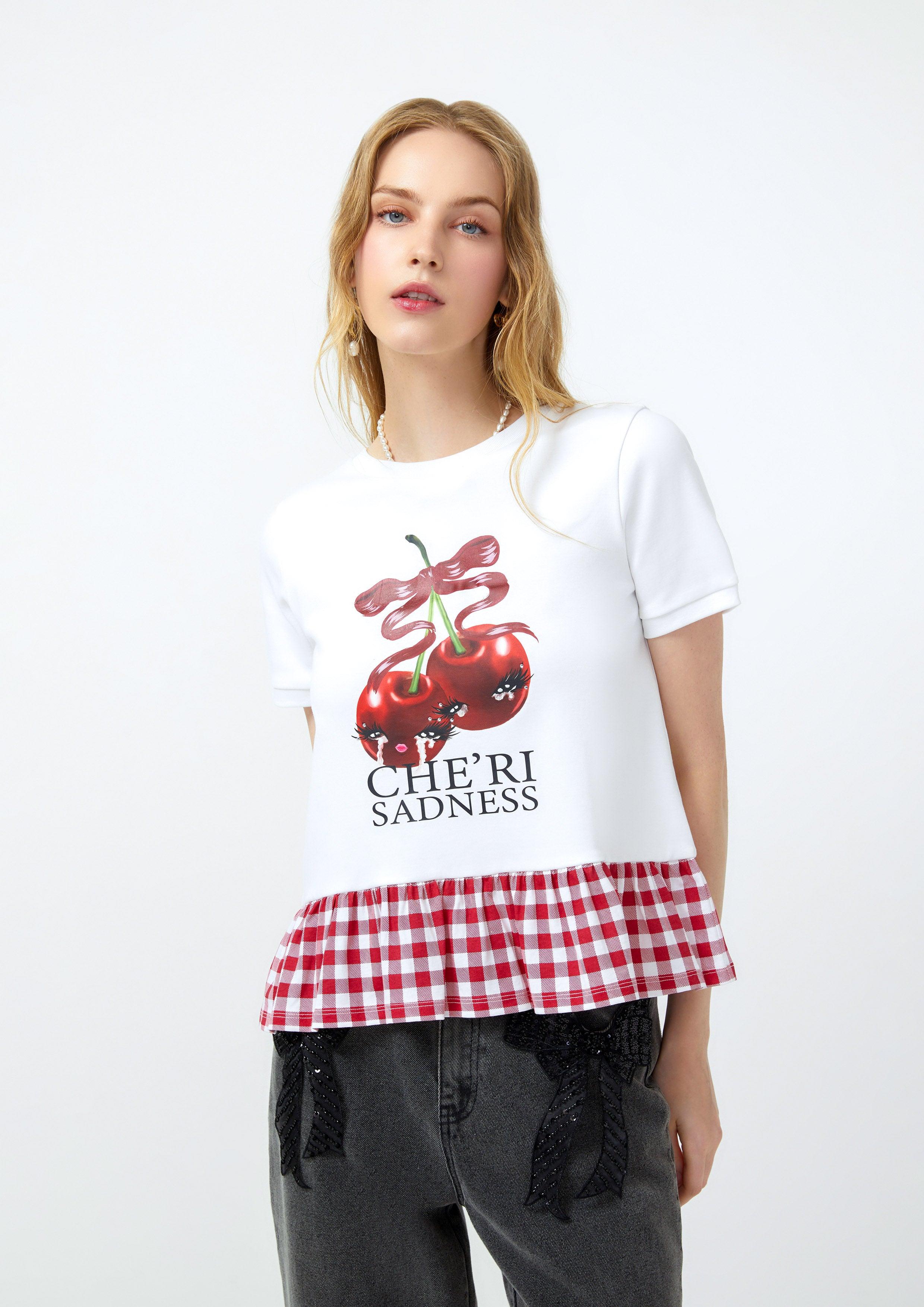 Lost in Museum Cherry Print T-Shirt White