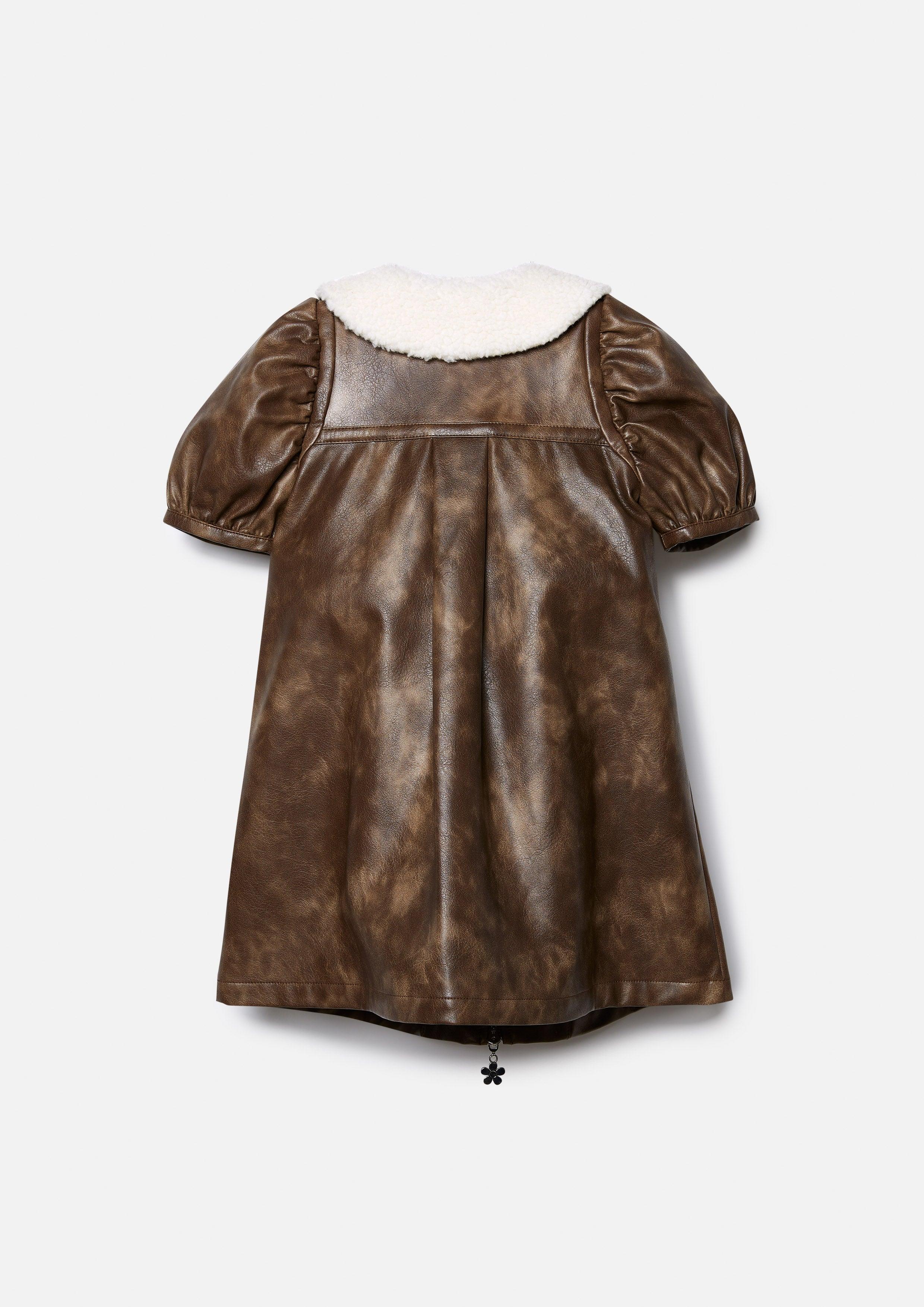 Petite Mon Cheri Embroidered Leather Coat For Girls Lost In Museum Collection