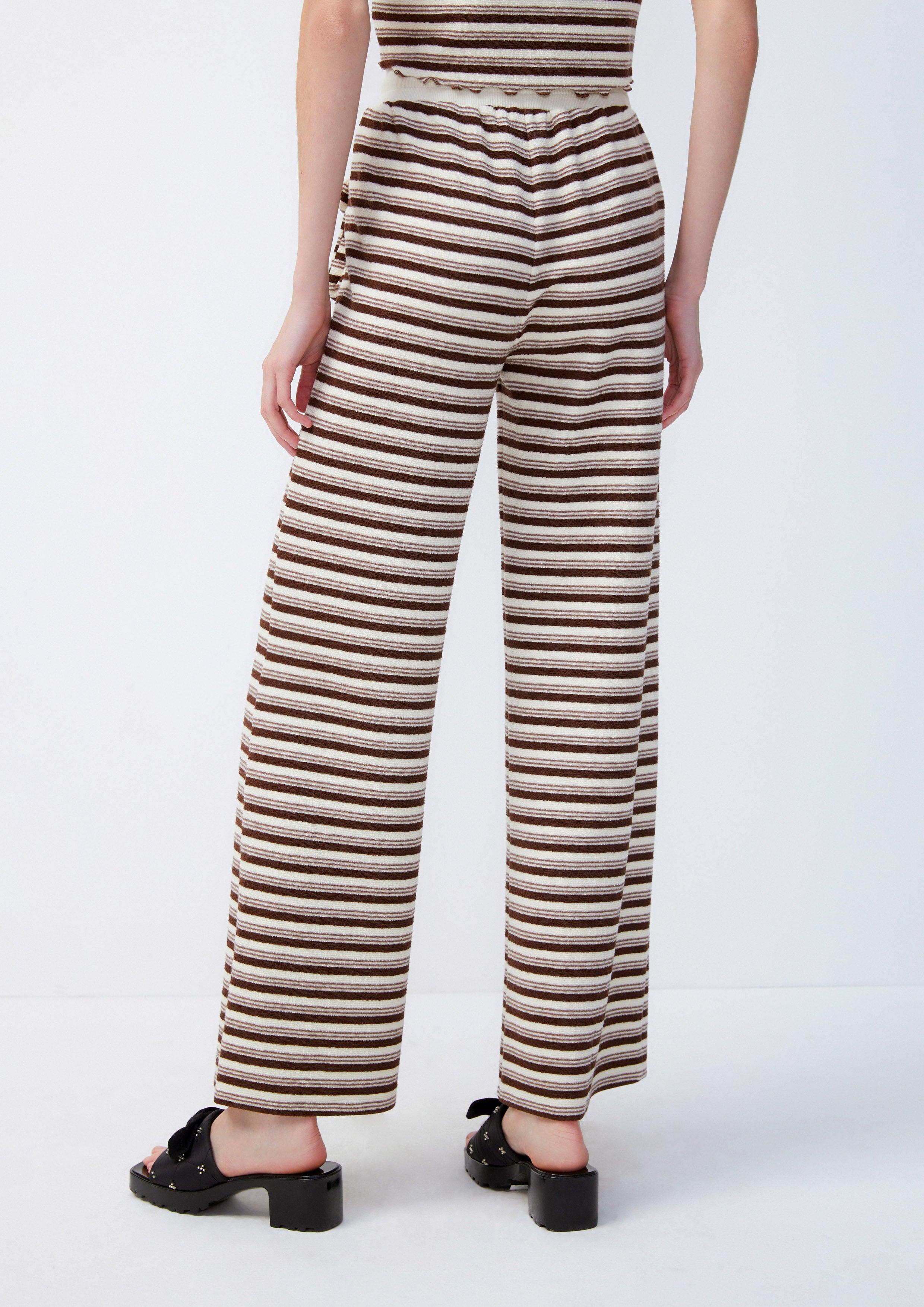 Lost in Museum Sunna Cozy Striped Wide-Leg Trousers Brown