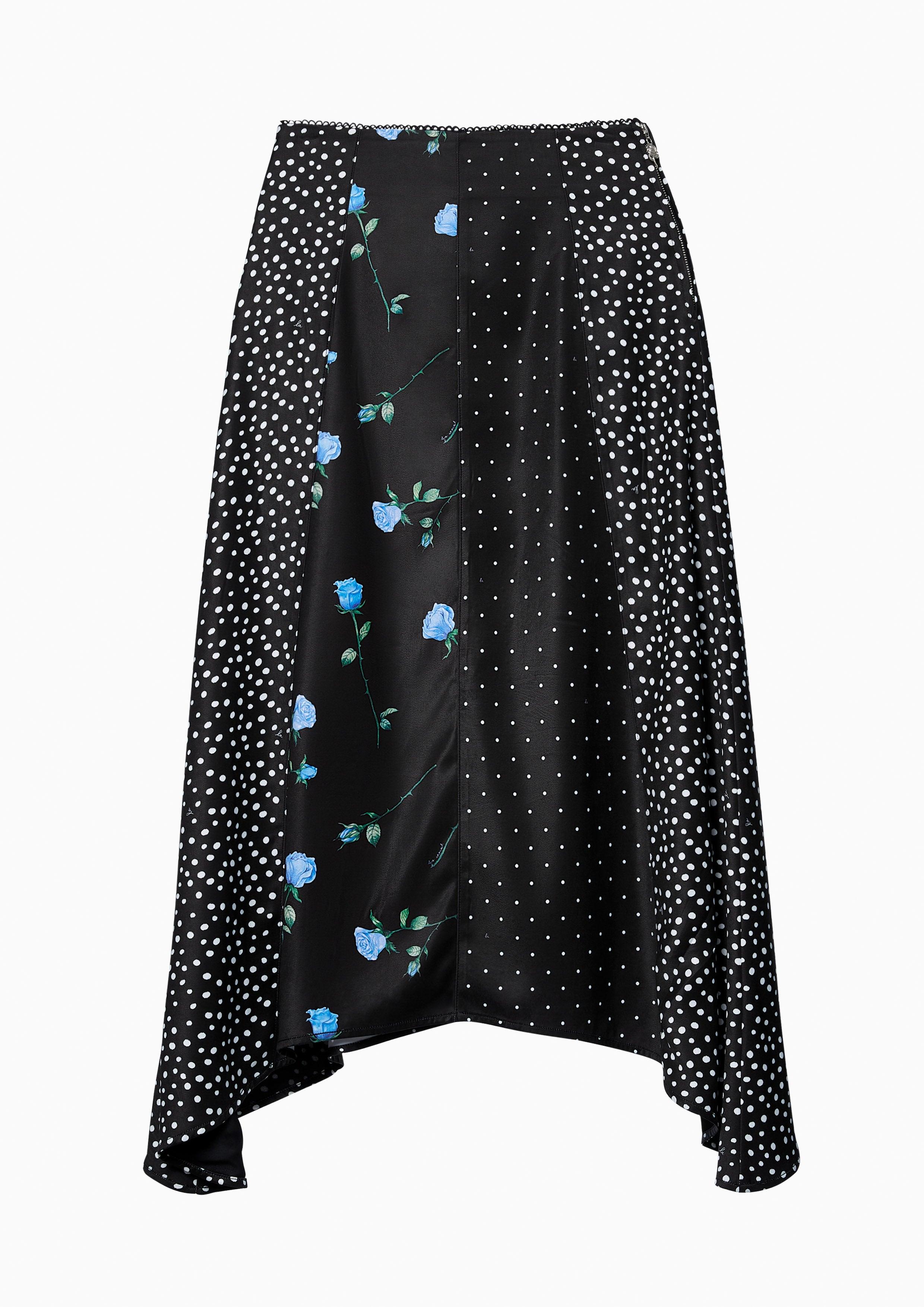 Lost In Museum Patchwork Monogram Midi Skirt Black