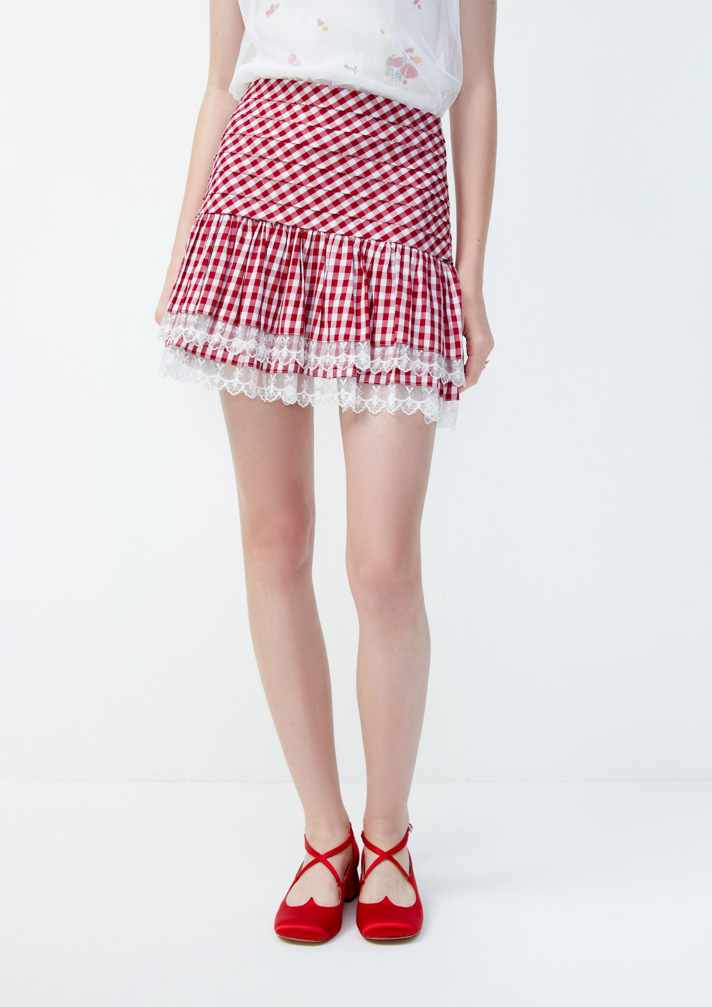 Lost in Museum Checkered Mini Skirt Red