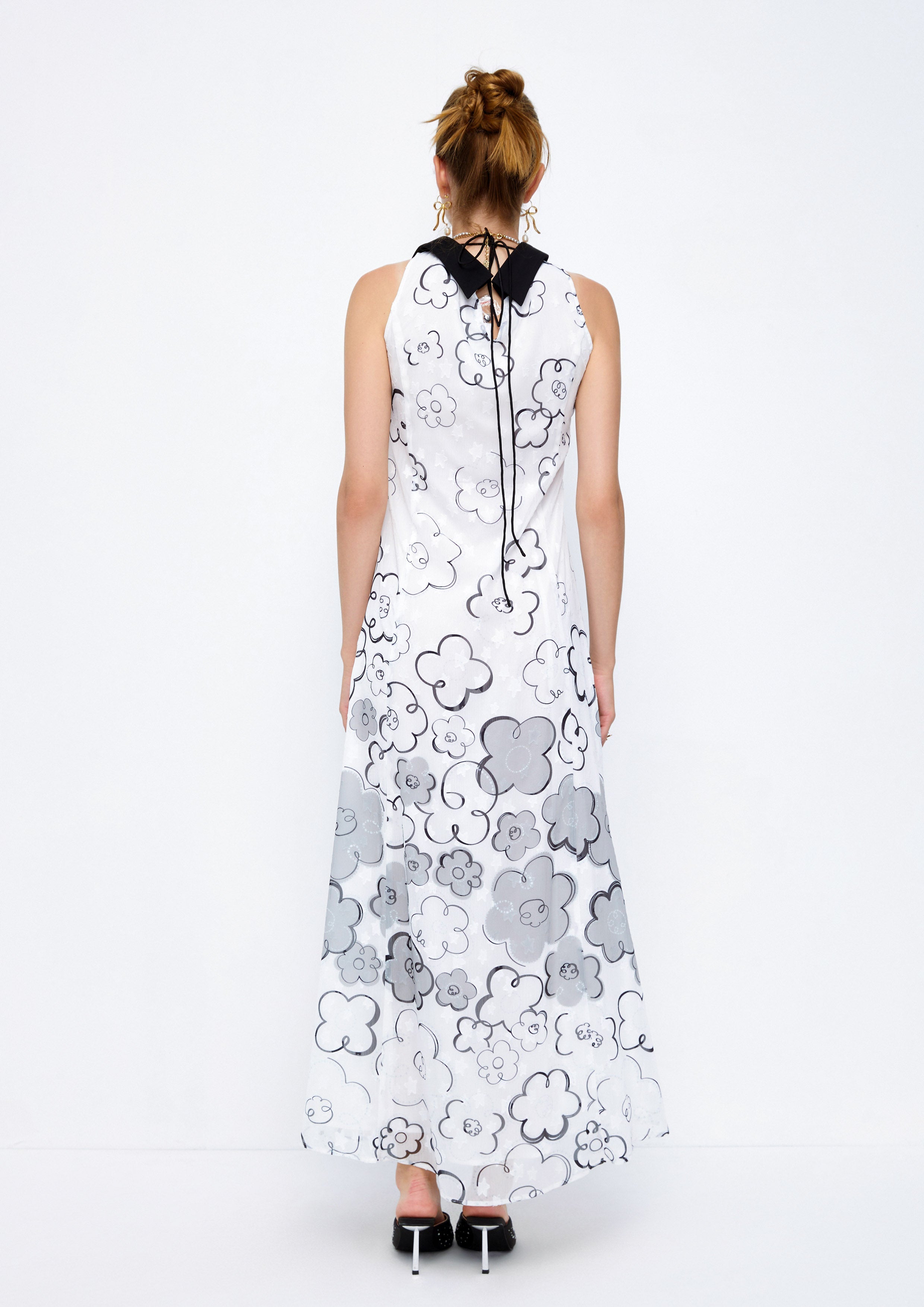 Drawing Flower Sleeveless Straight Maxi Dress Lost In Museum Collection