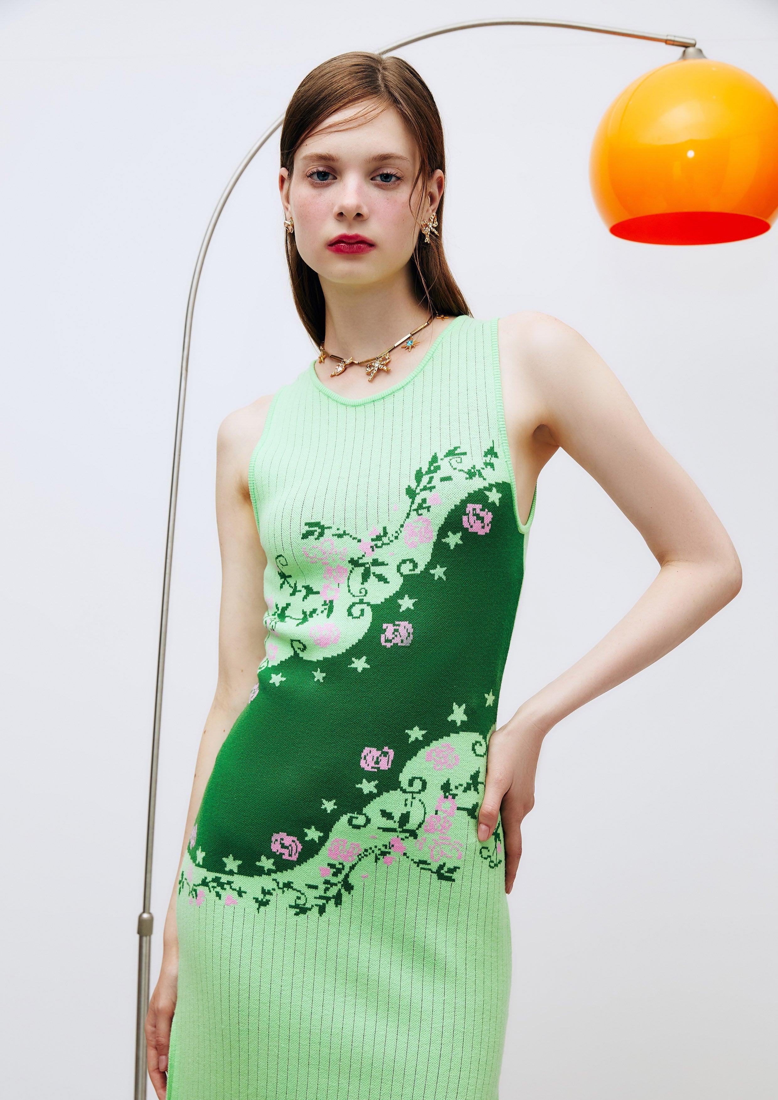 Lost In Museum Floral And Vines Sheath Dress Green