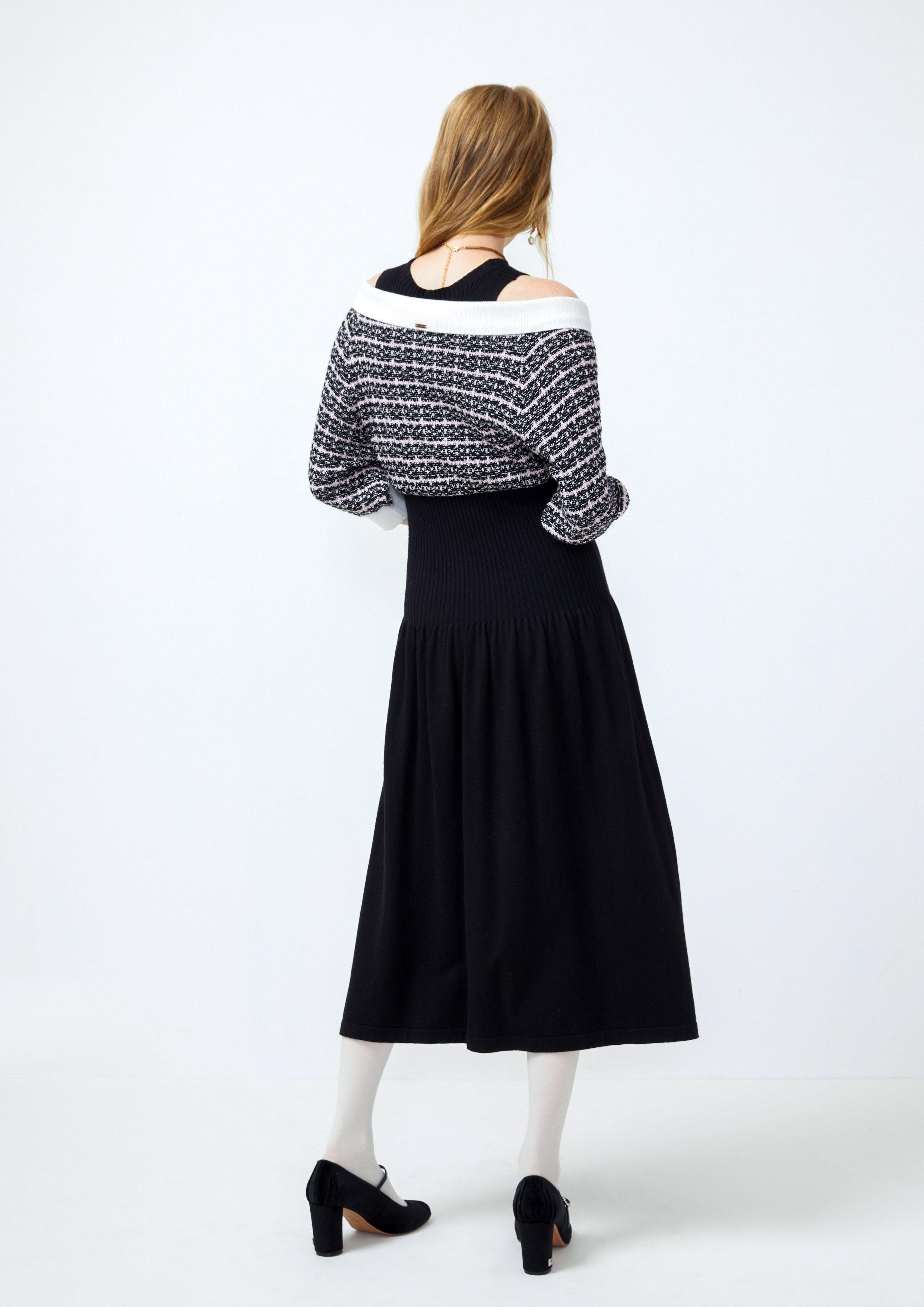 Lost in Museum Ribbed & Tweed Dress Multi Color