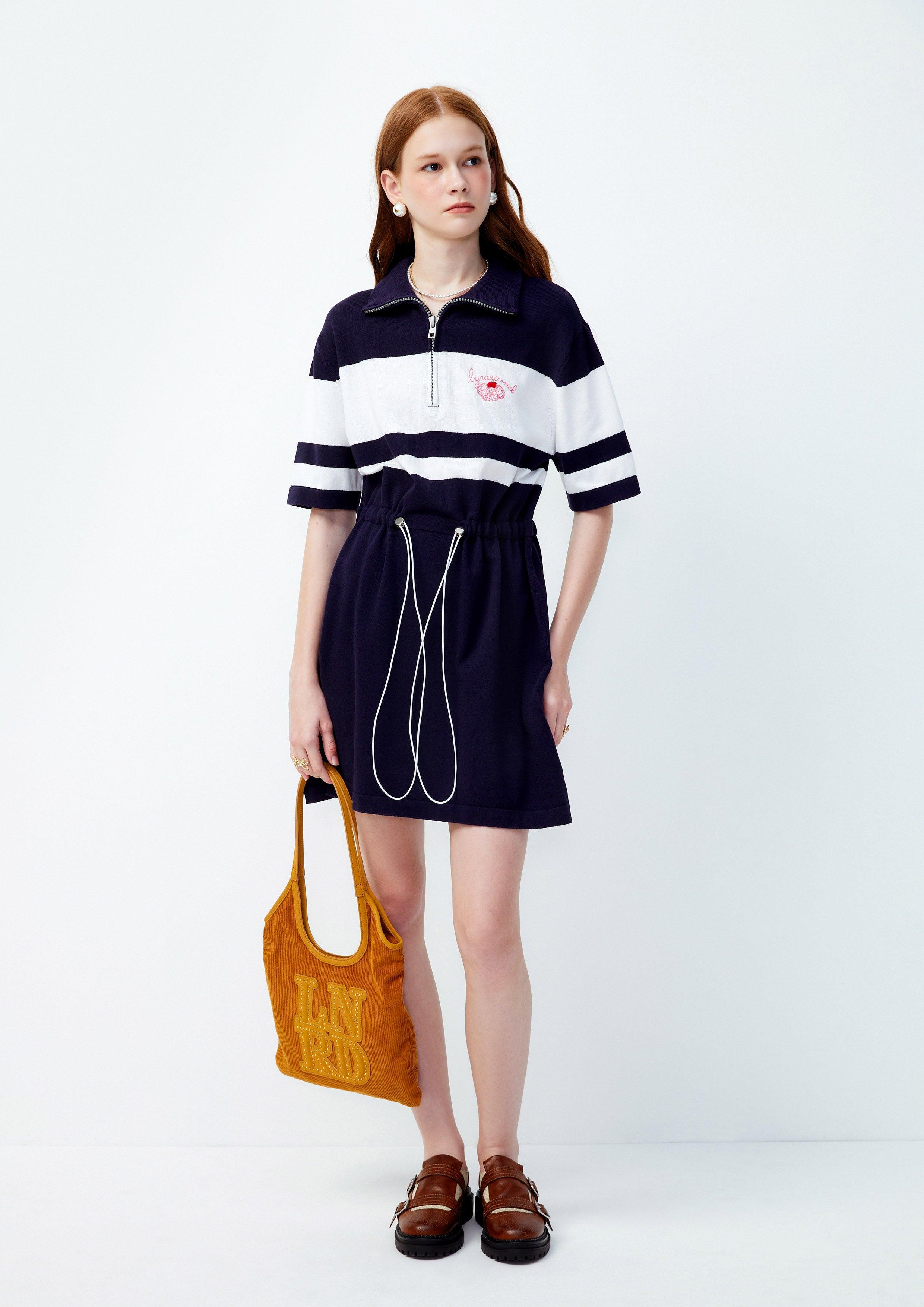 Lost In Museum Sportive Striped Dress Navy