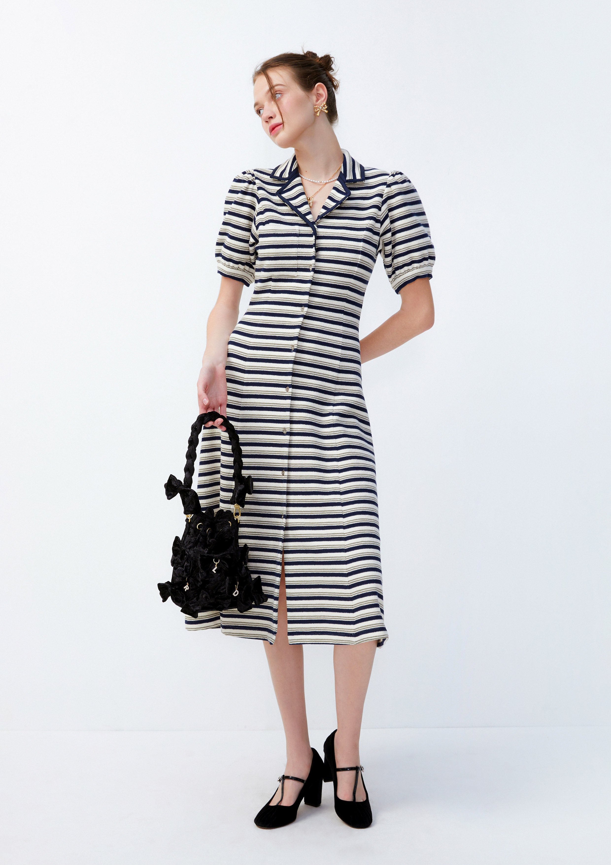 Striped Midi Shirt Dress Lost In Museum Collection