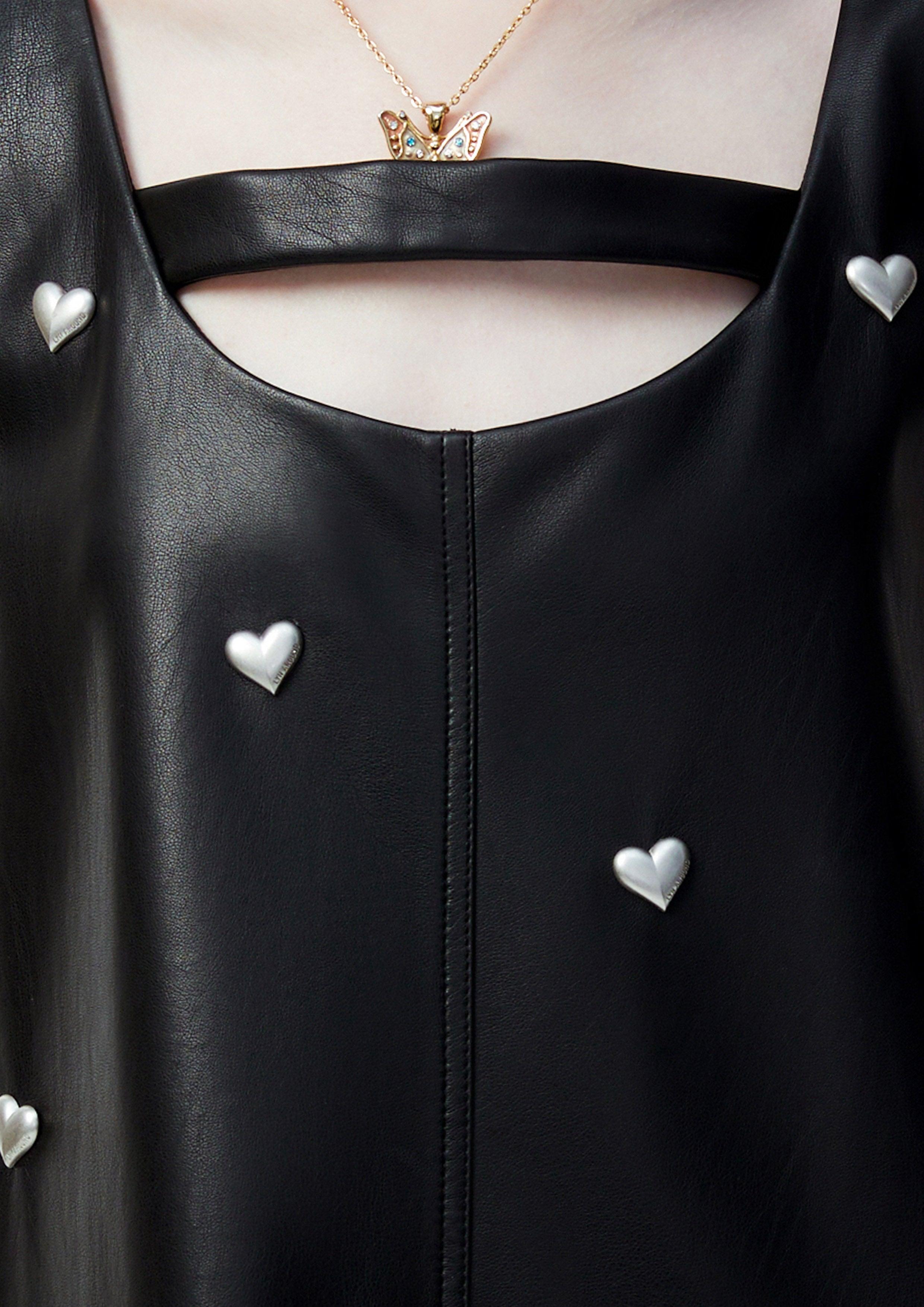 Lost in Museum Metal Heart Mini Dress Black