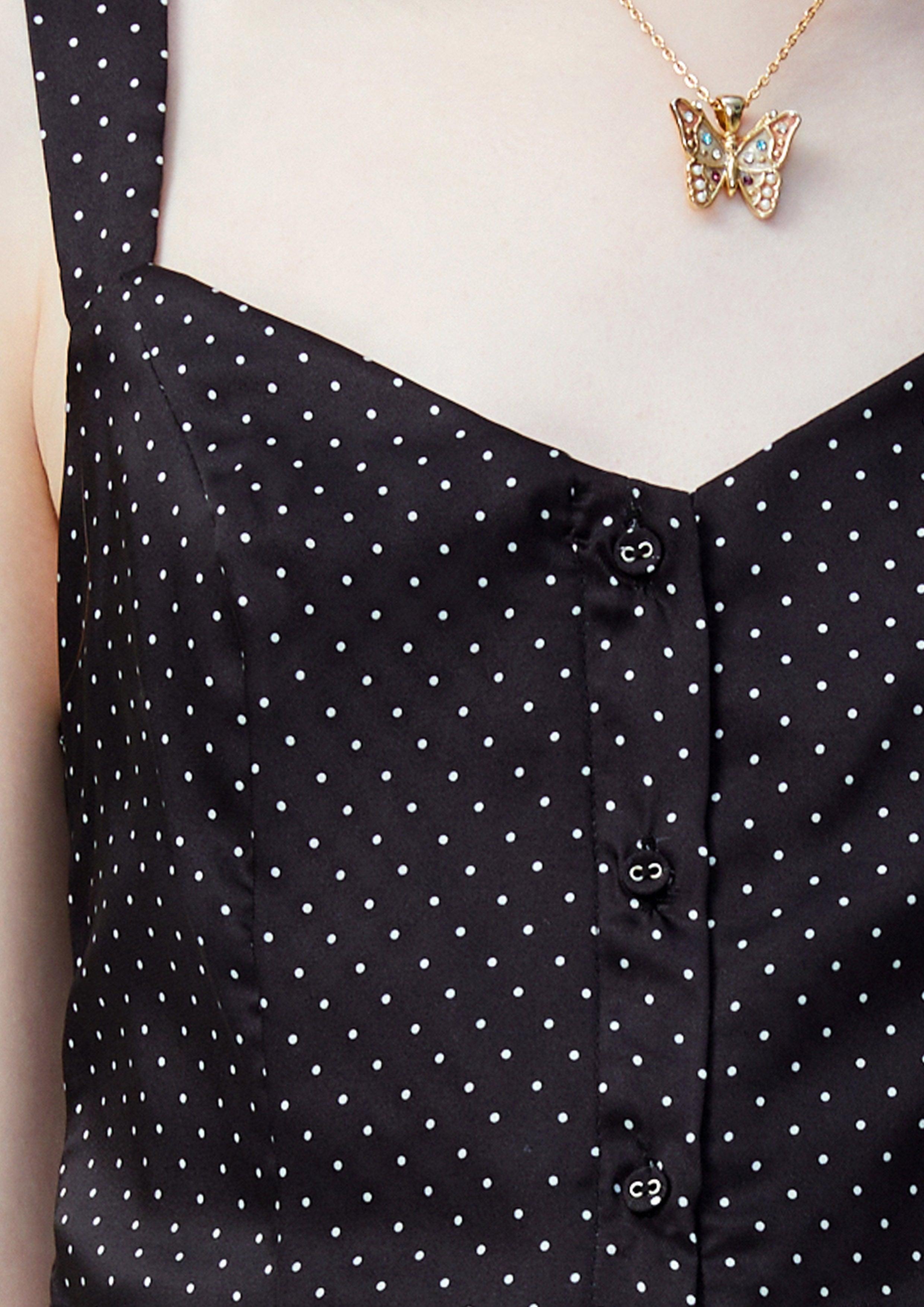 Lost in Museum Patchwork Polka-Dot Dress Black