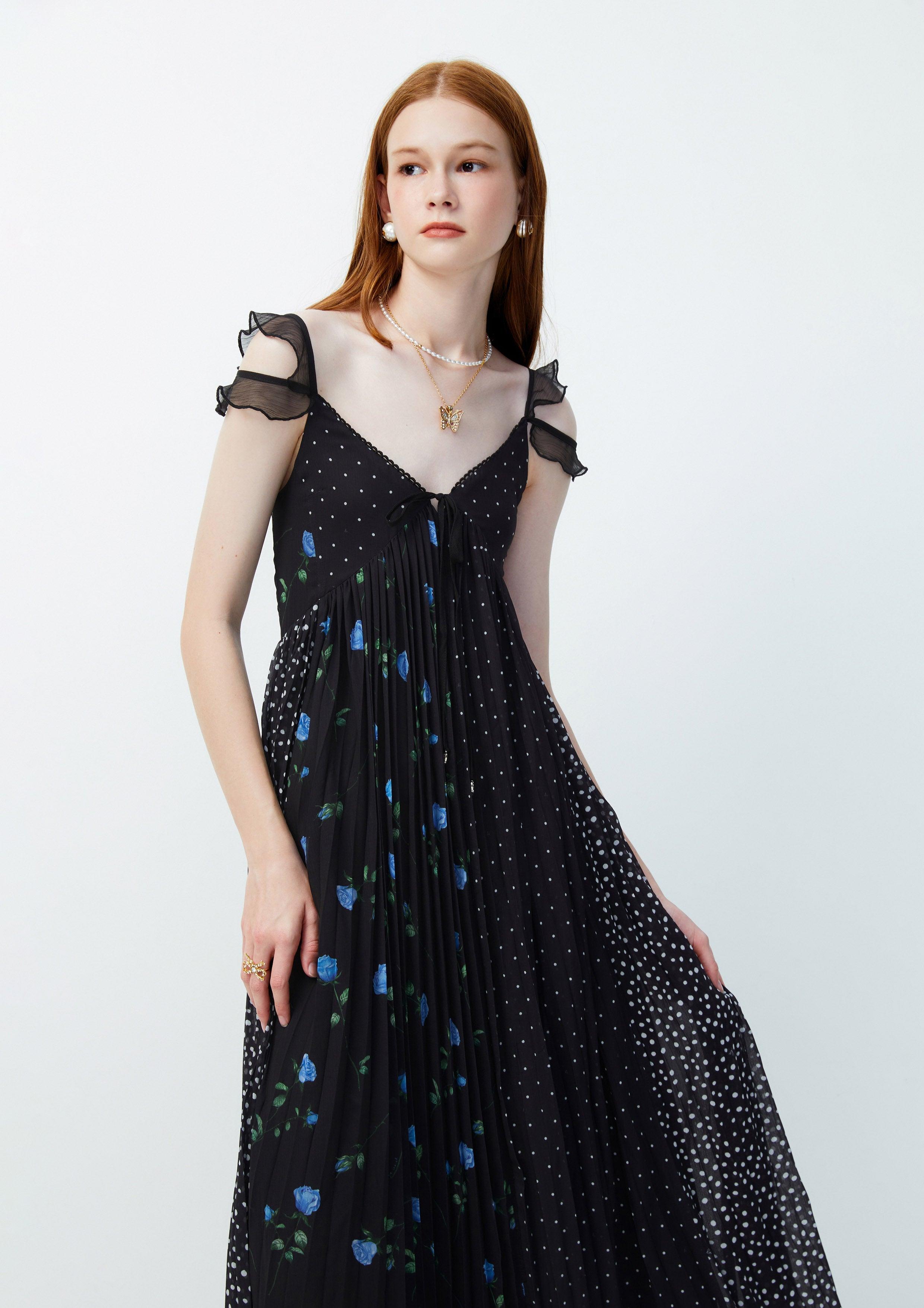 Lost in Museum Patched Monogram Maxi Dress Black