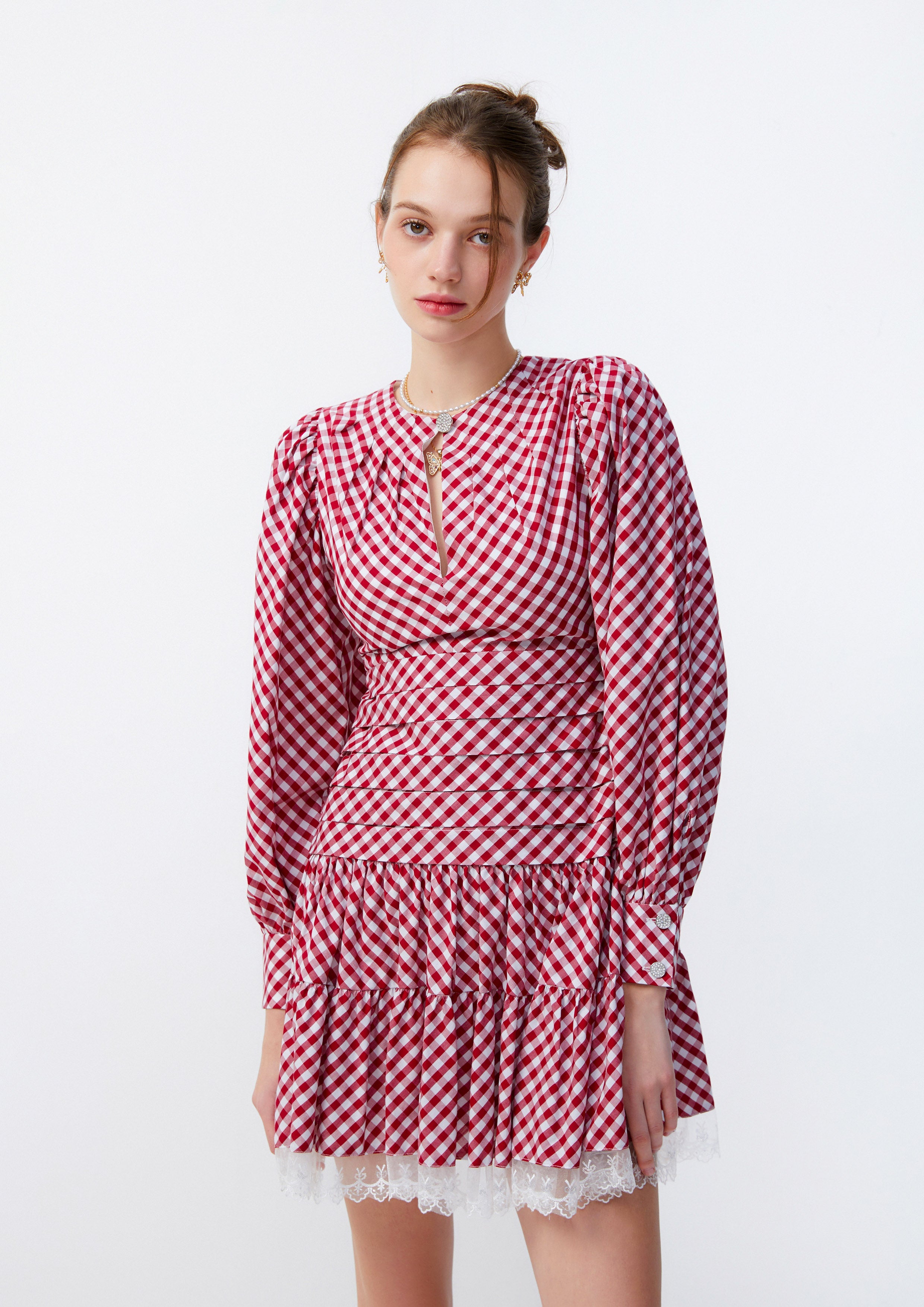 Checkered Long Sleeve Dress Lost In Museum Collection