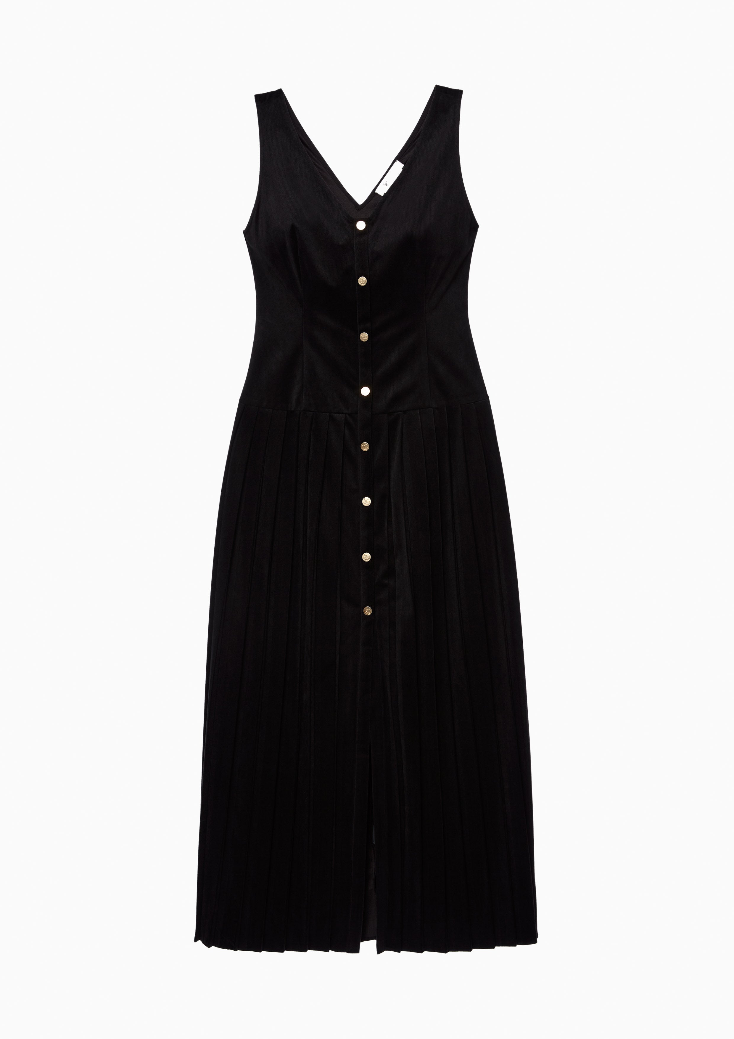 Lost In Museum Sleeveless Button Dress Black