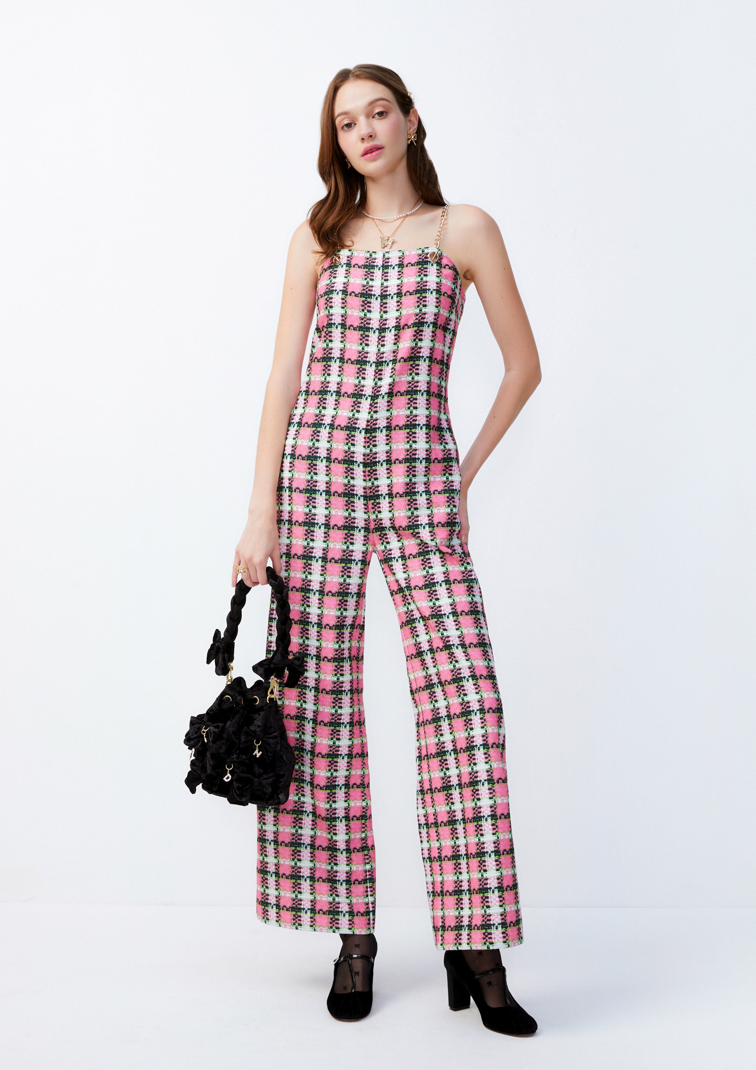 Gingham Spaghetti Strap Jumpsuit Lost In Museum Collection