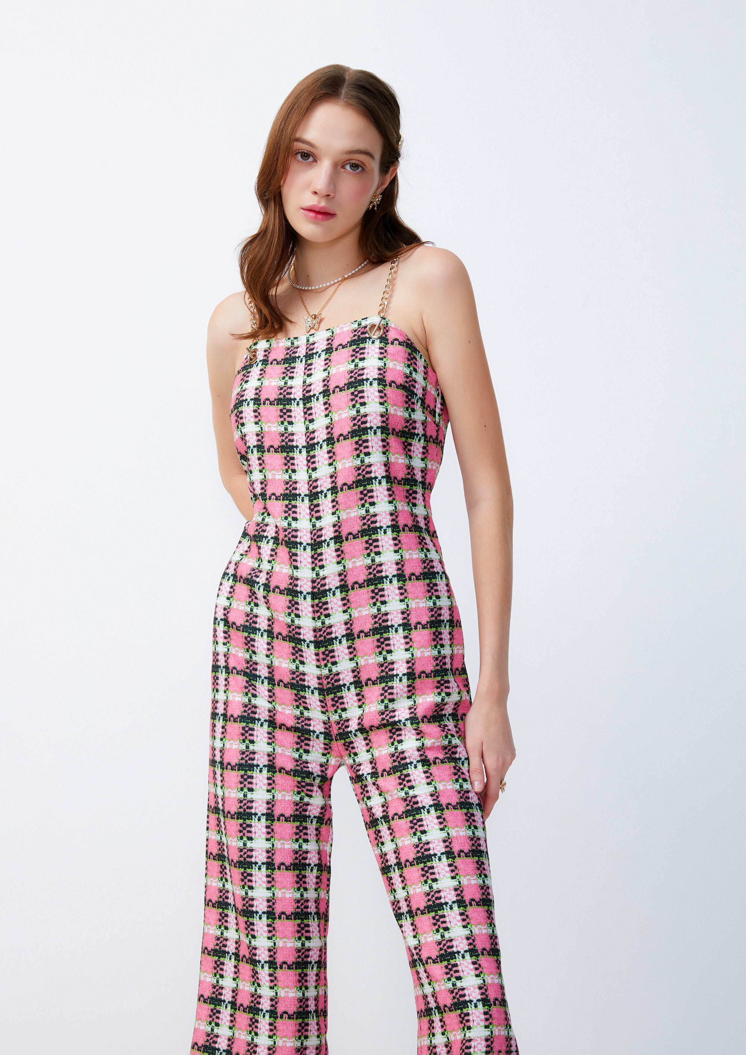 Gingham Spaghetti Strap Jumpsuit Lost In Museum Collection