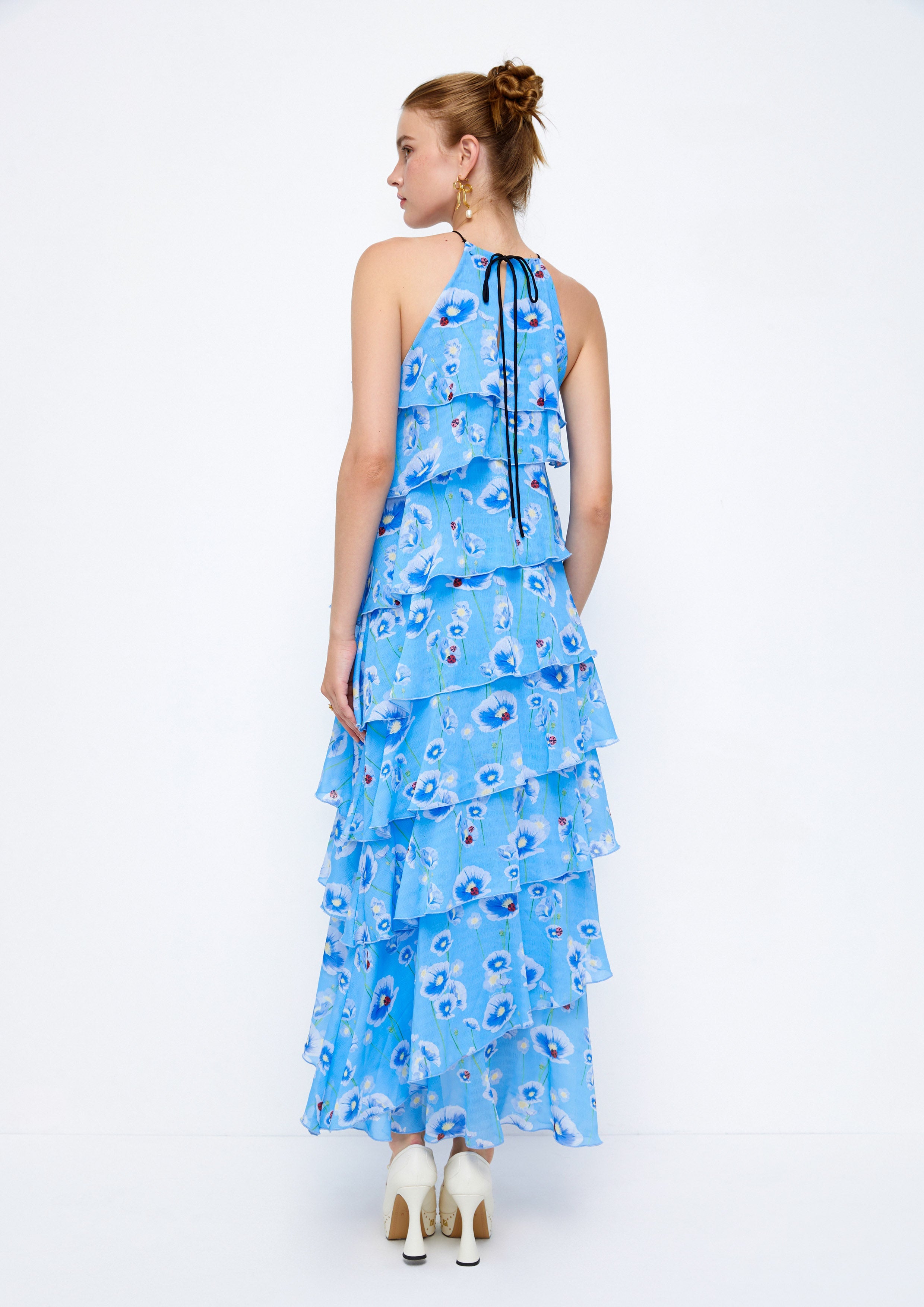 Floral Tiered Halter Maxi Dress Lost In Museum Collection