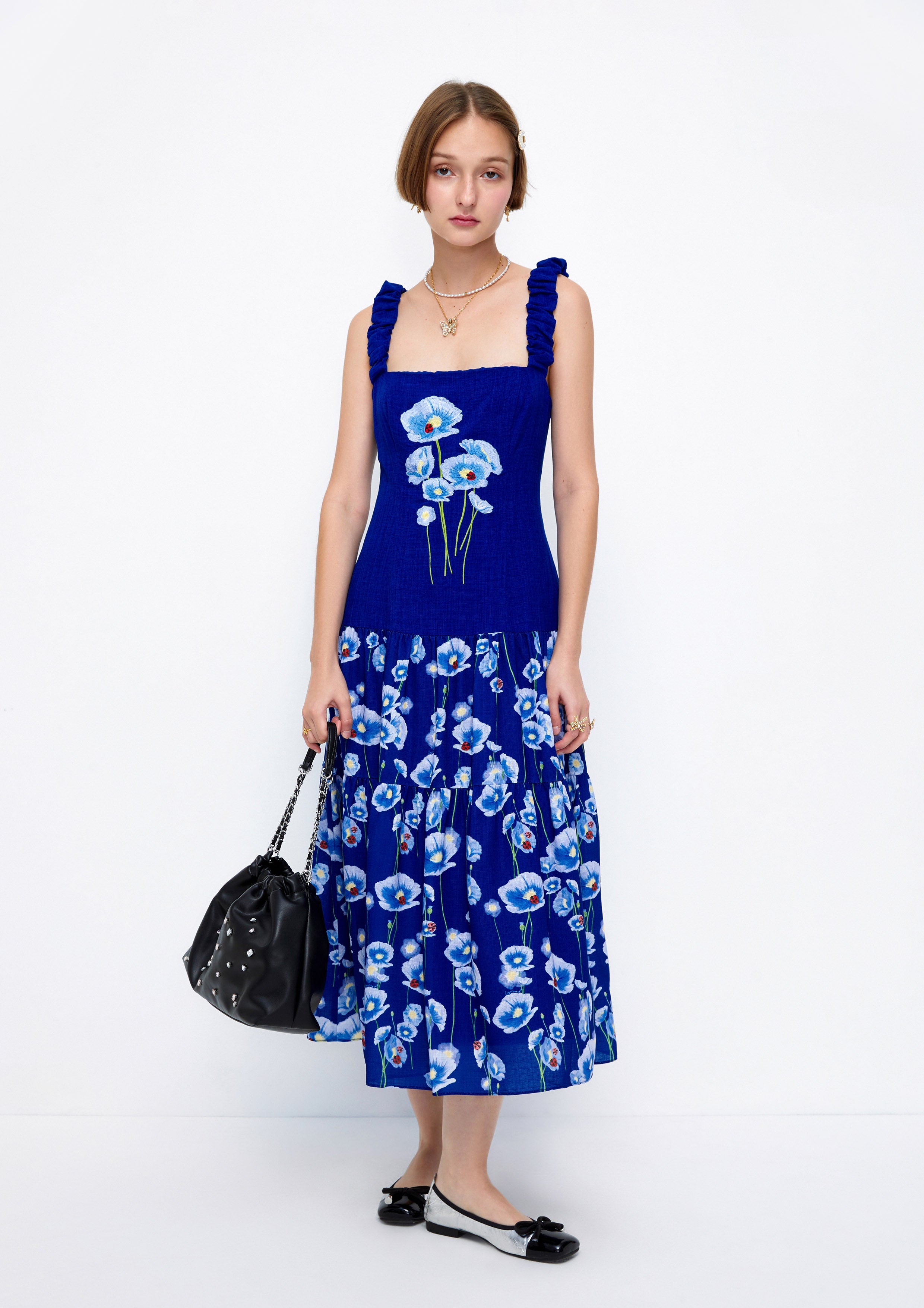 Flowery Ladybug Midi Dress Lost In Museum Collection