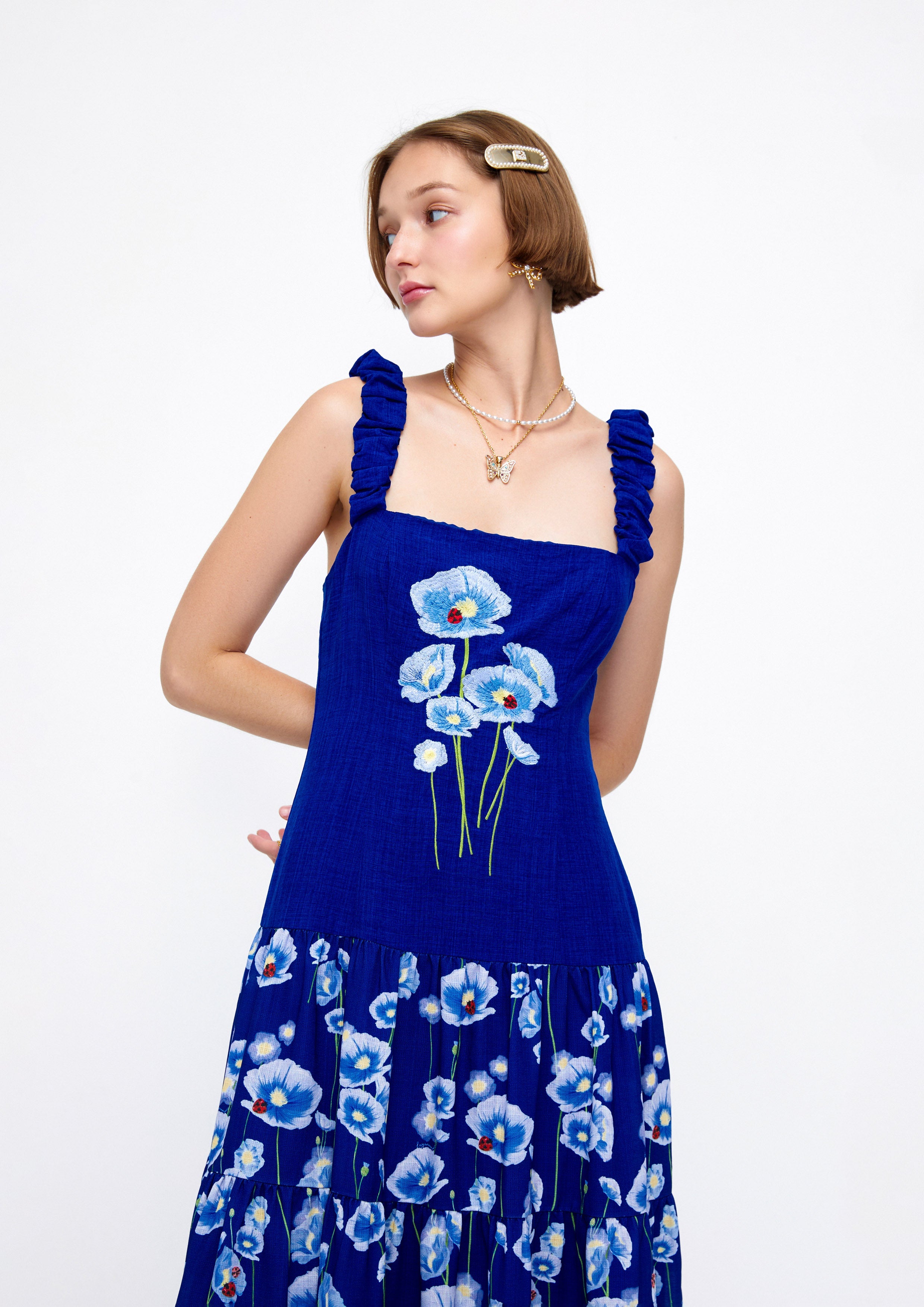 Flowery Ladybug Midi Dress Lost In Museum Collection