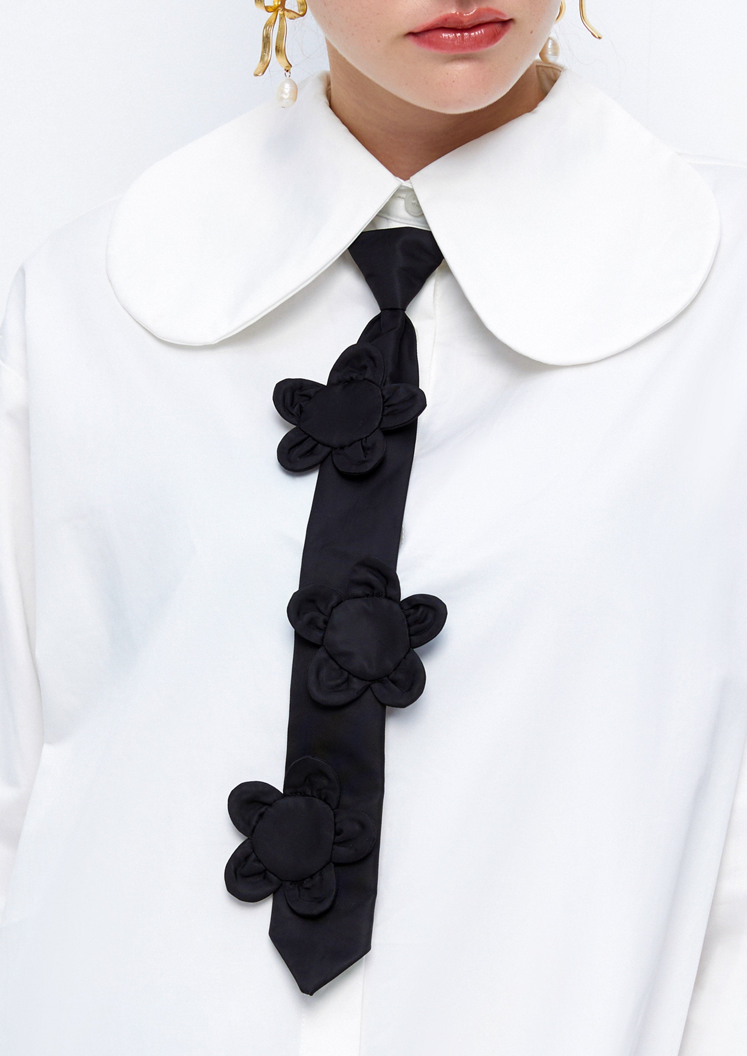 Floral Embroidered Necktie Long Sleeve Shirt Lost In Museum Collection