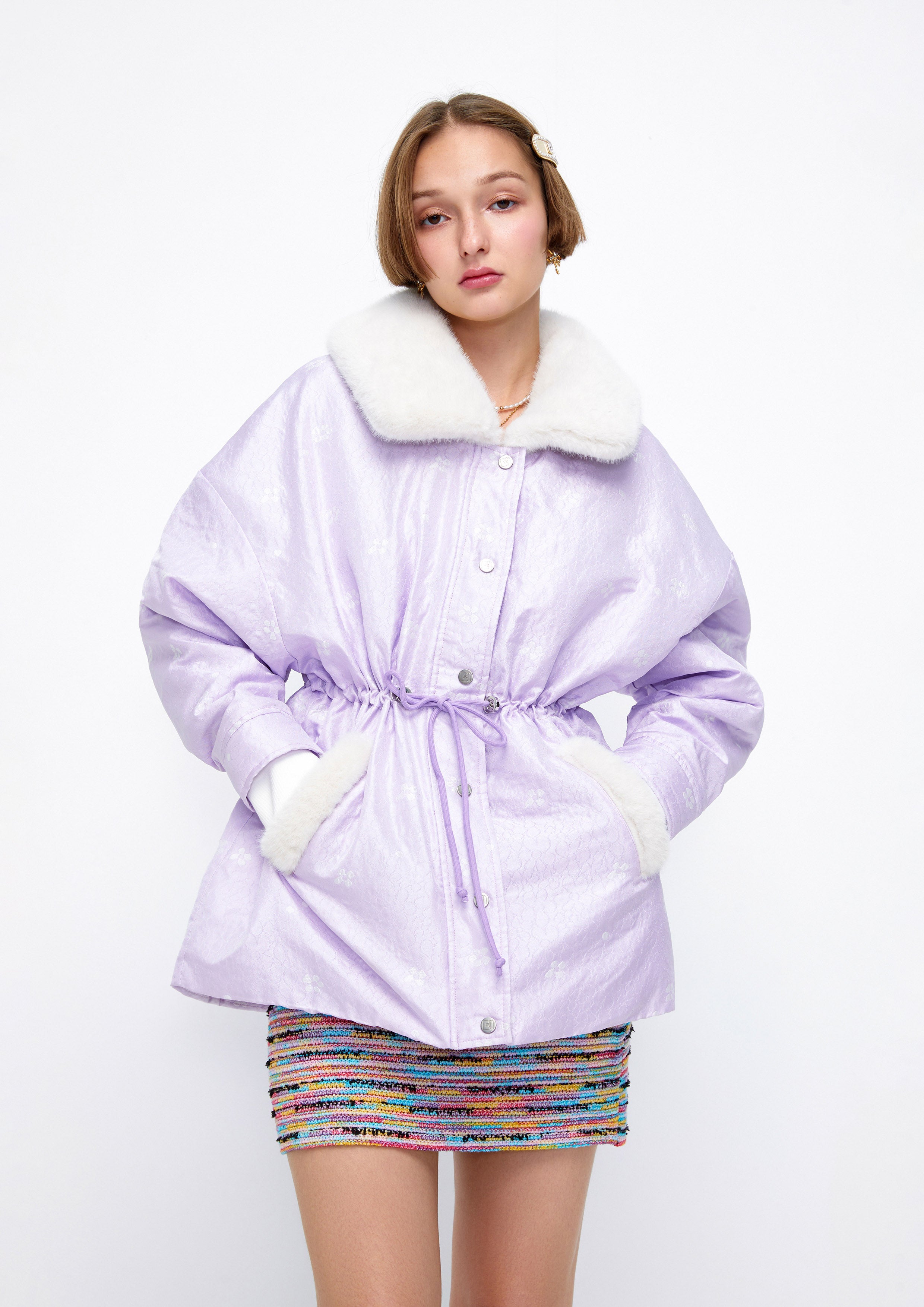 Floral Monogram Fluffy Fur Jacket Lost In Museum Collection