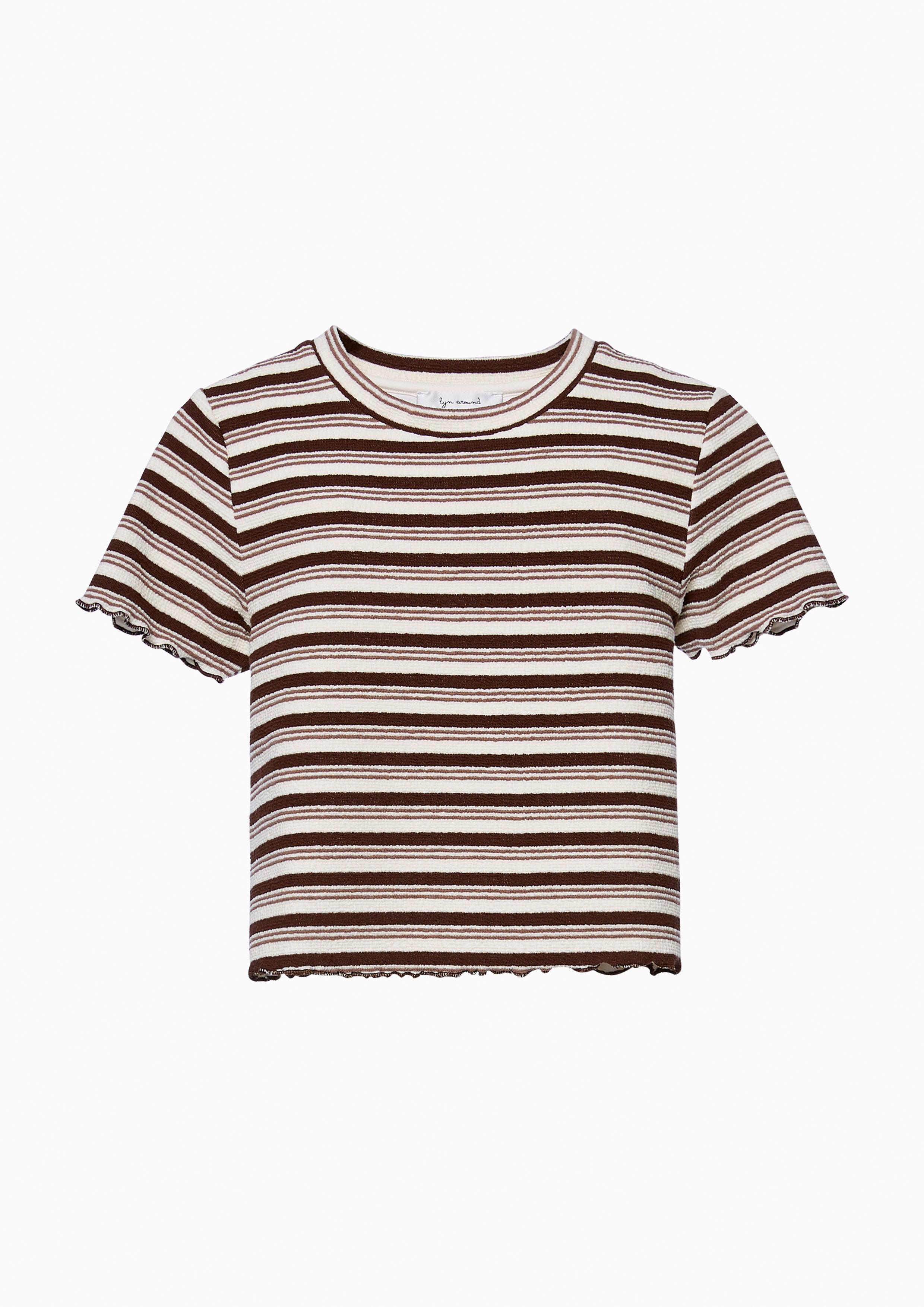 Lost in Museum Sunna Cozy Short-Sleeve Striped Tee Brown