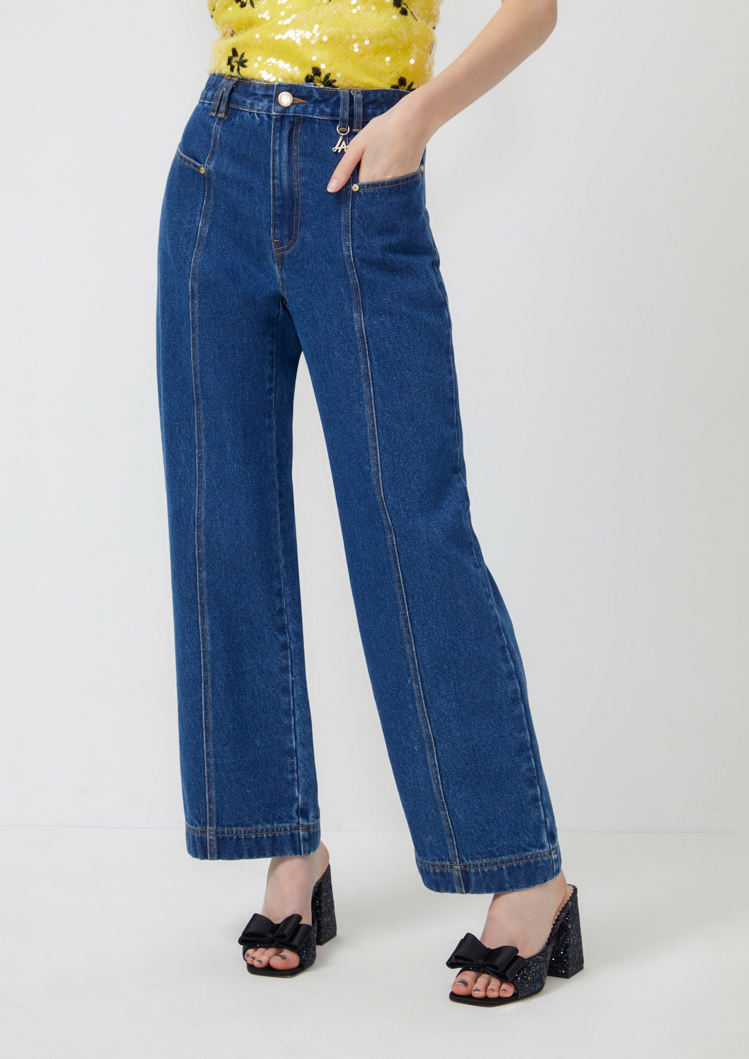 Lost In Museum Straight Legs Denim Pants Blue