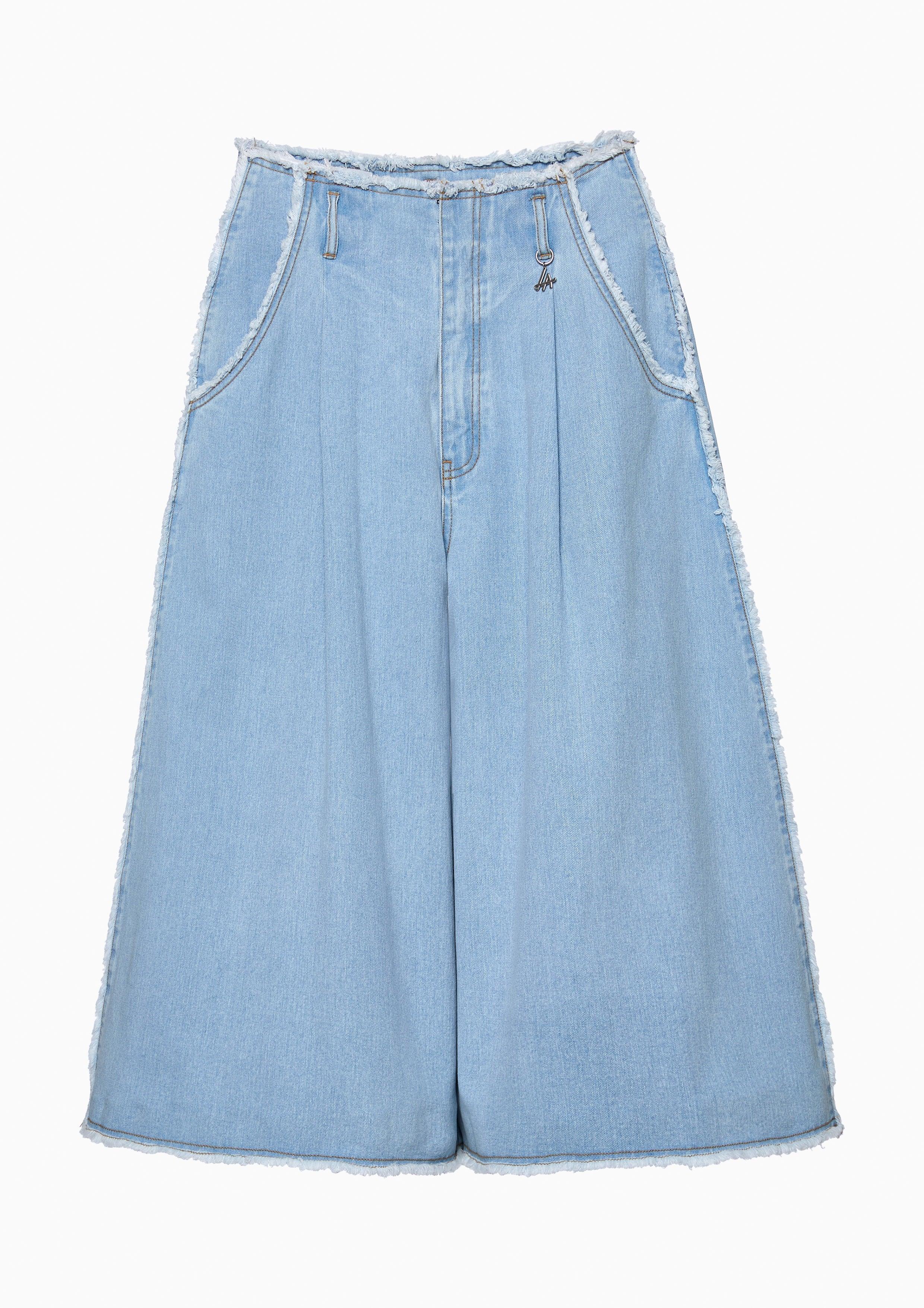 Lost In Museum Frayed Trim Legs Denim Pants Blue