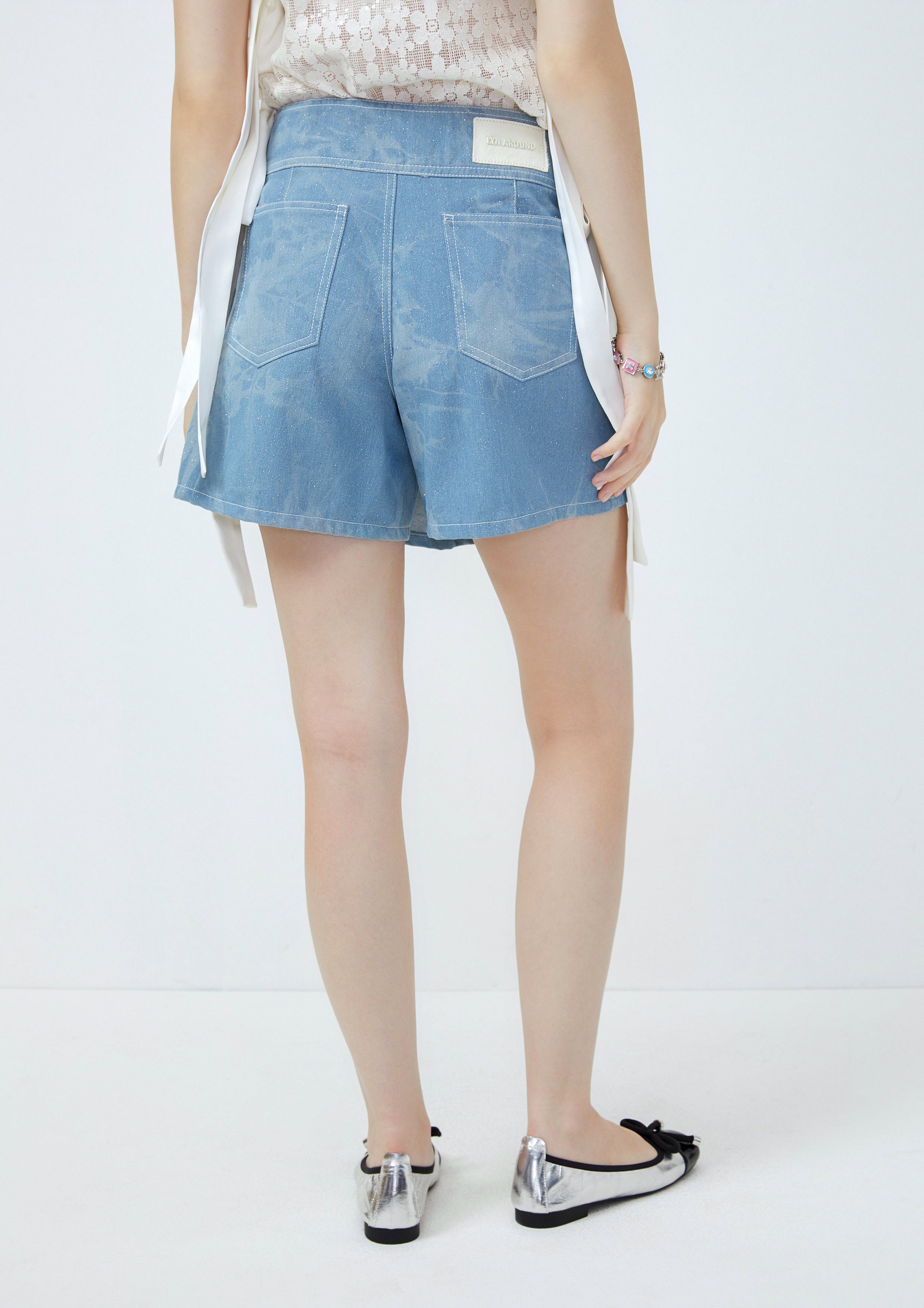 Pleated Denim Shorts Lost In Museum Collection