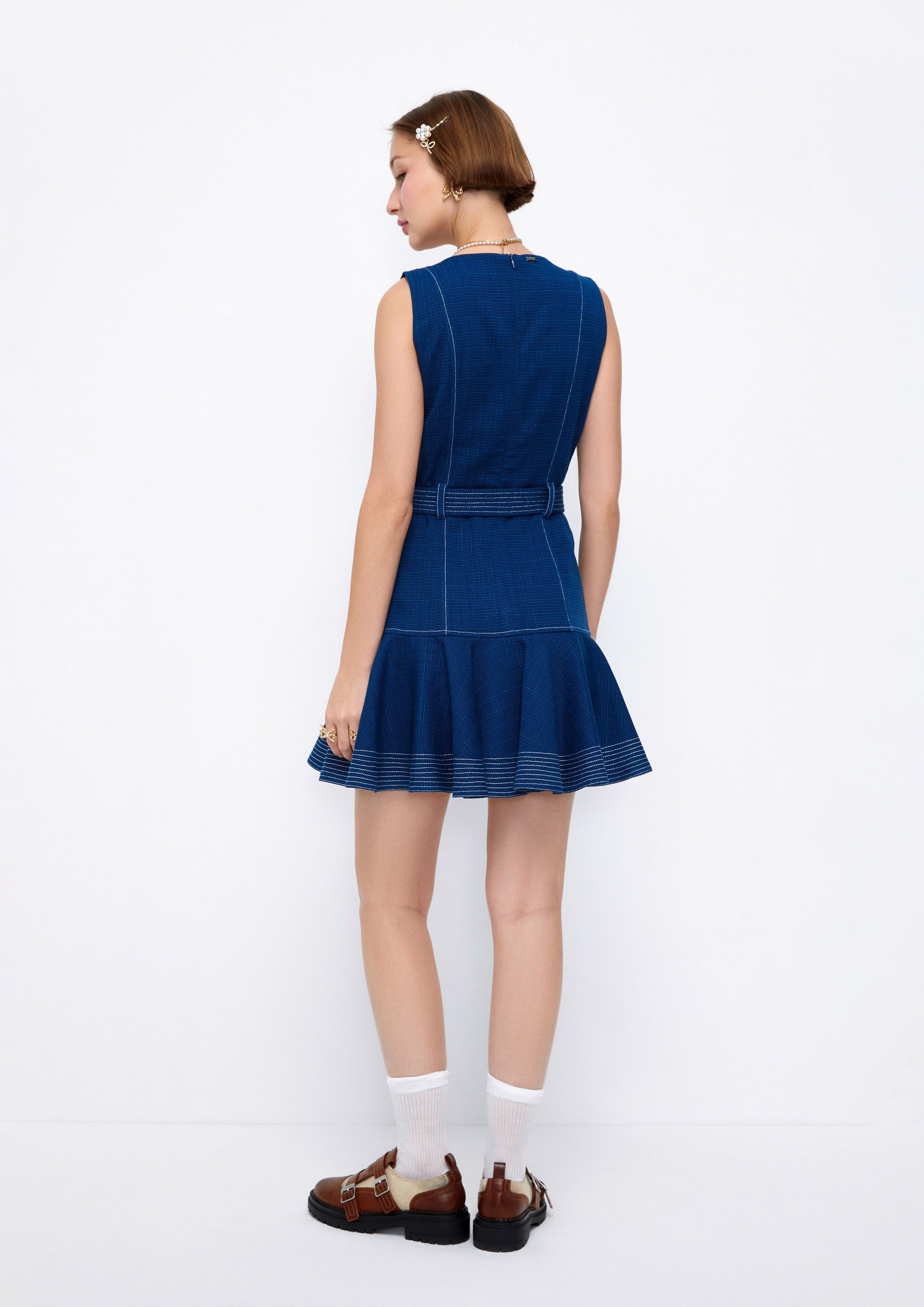 Seam Detailed Sleeveless Mini Dress Lost In Museum Collection