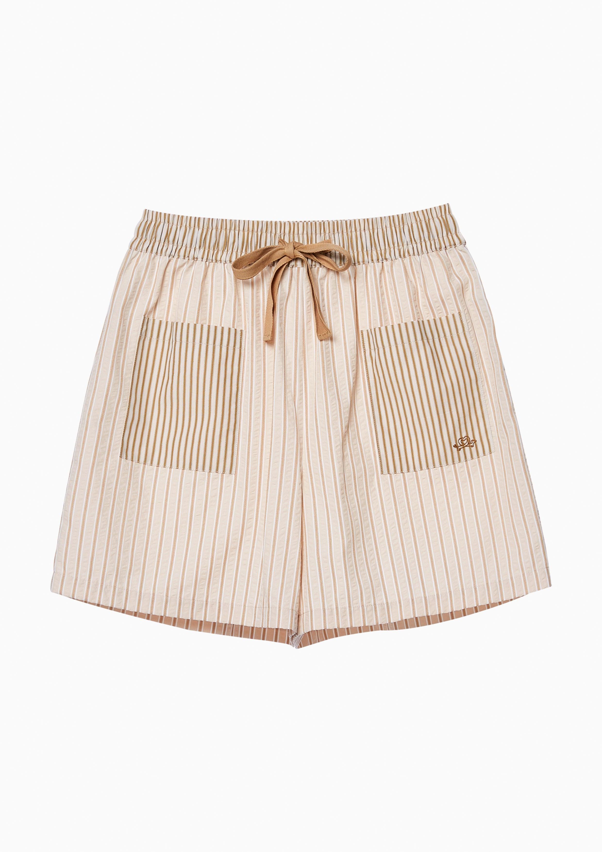 Lost In Museum Woof Club Striped Shorts Brown