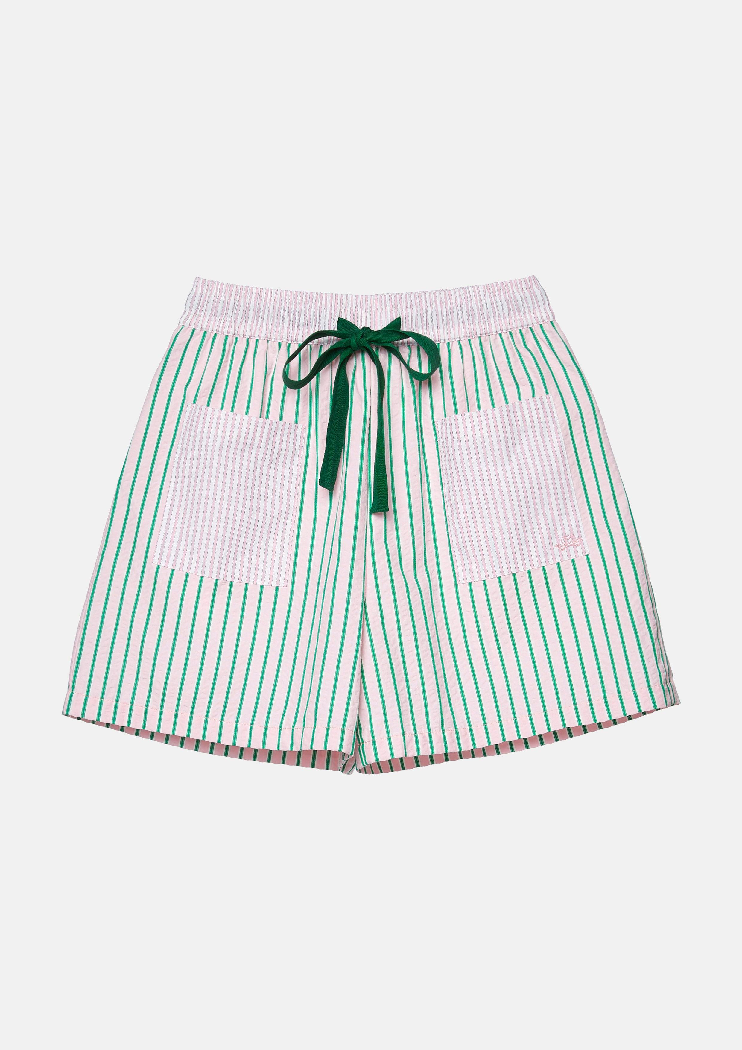 Lost In Museum Woof Club Striped Shorts Pink