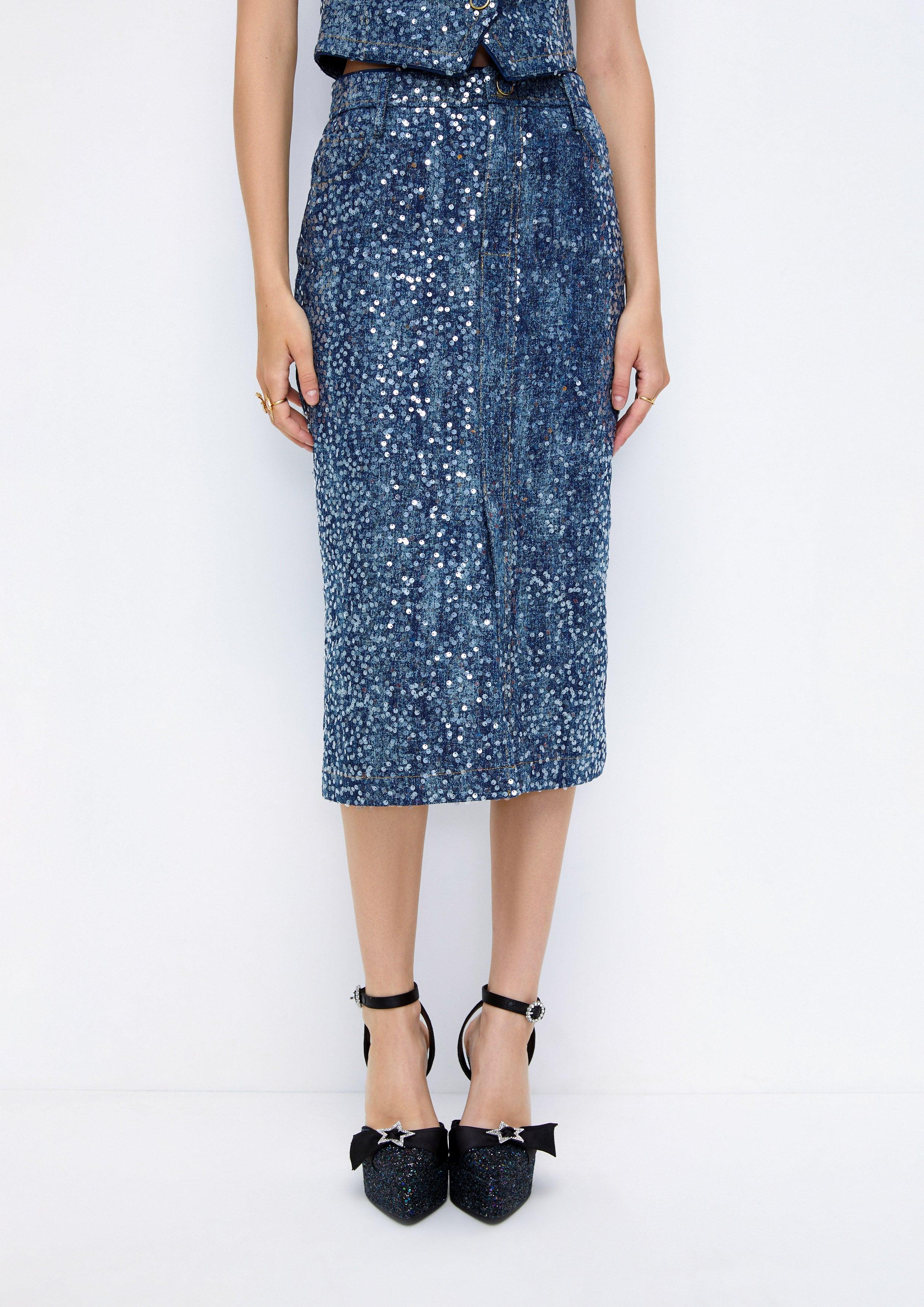 Sequin Pencil Midi Skirt Lost In Museum Collection