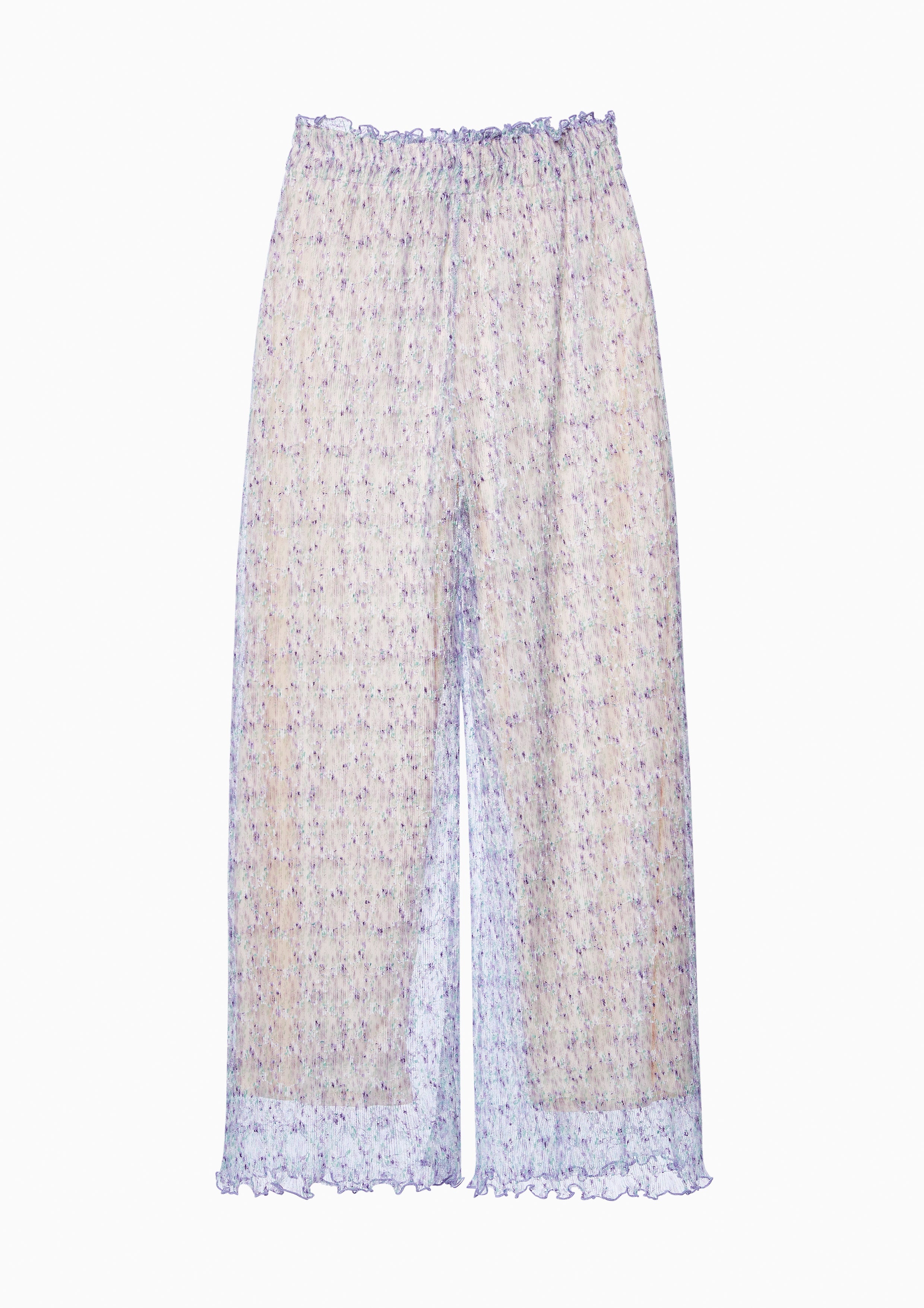 Azure Aster Blue Relaxed Floral Sheer Trousers Lost In Museum Collection