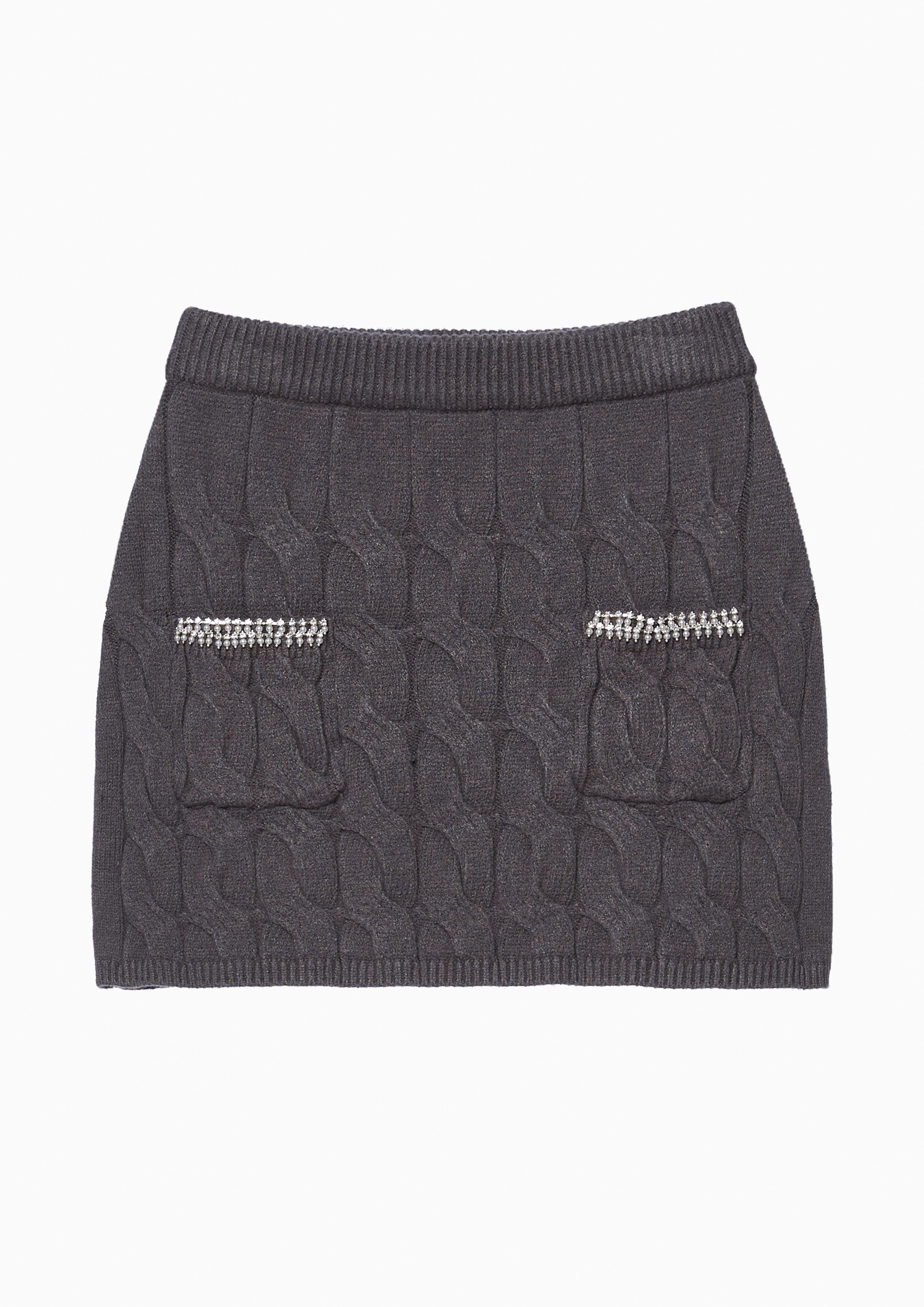 Lost In Museum Knitted Mini Skirt Grey