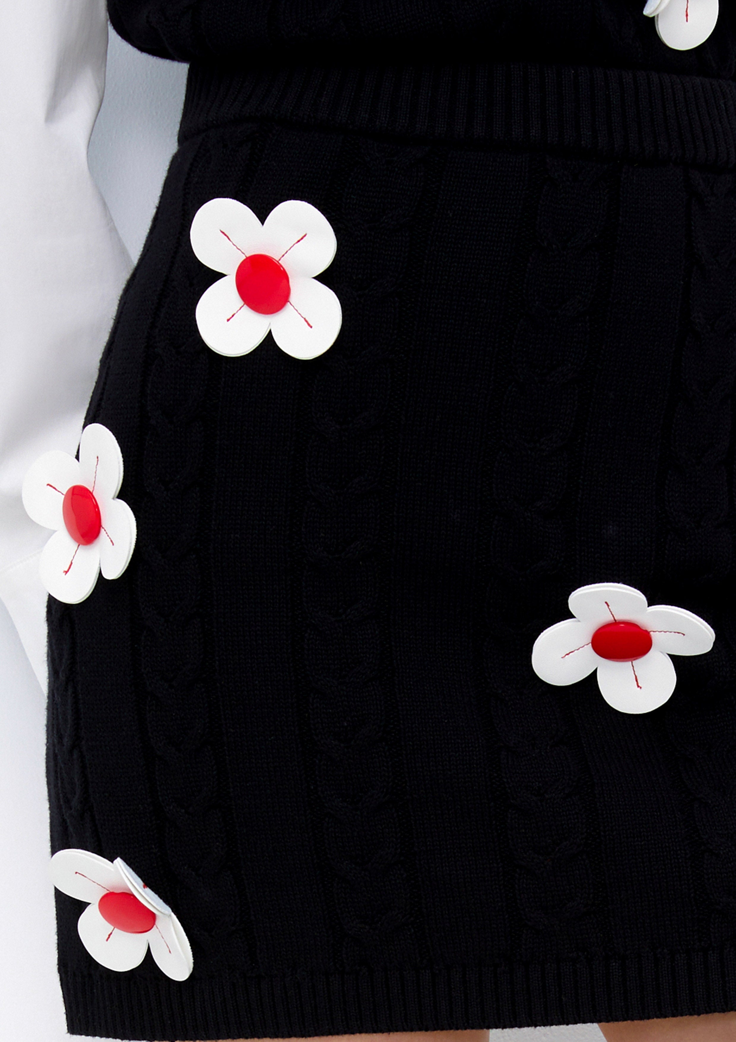 Flower Embroidered Knitted Mini Skirt Lost In Museum Collection