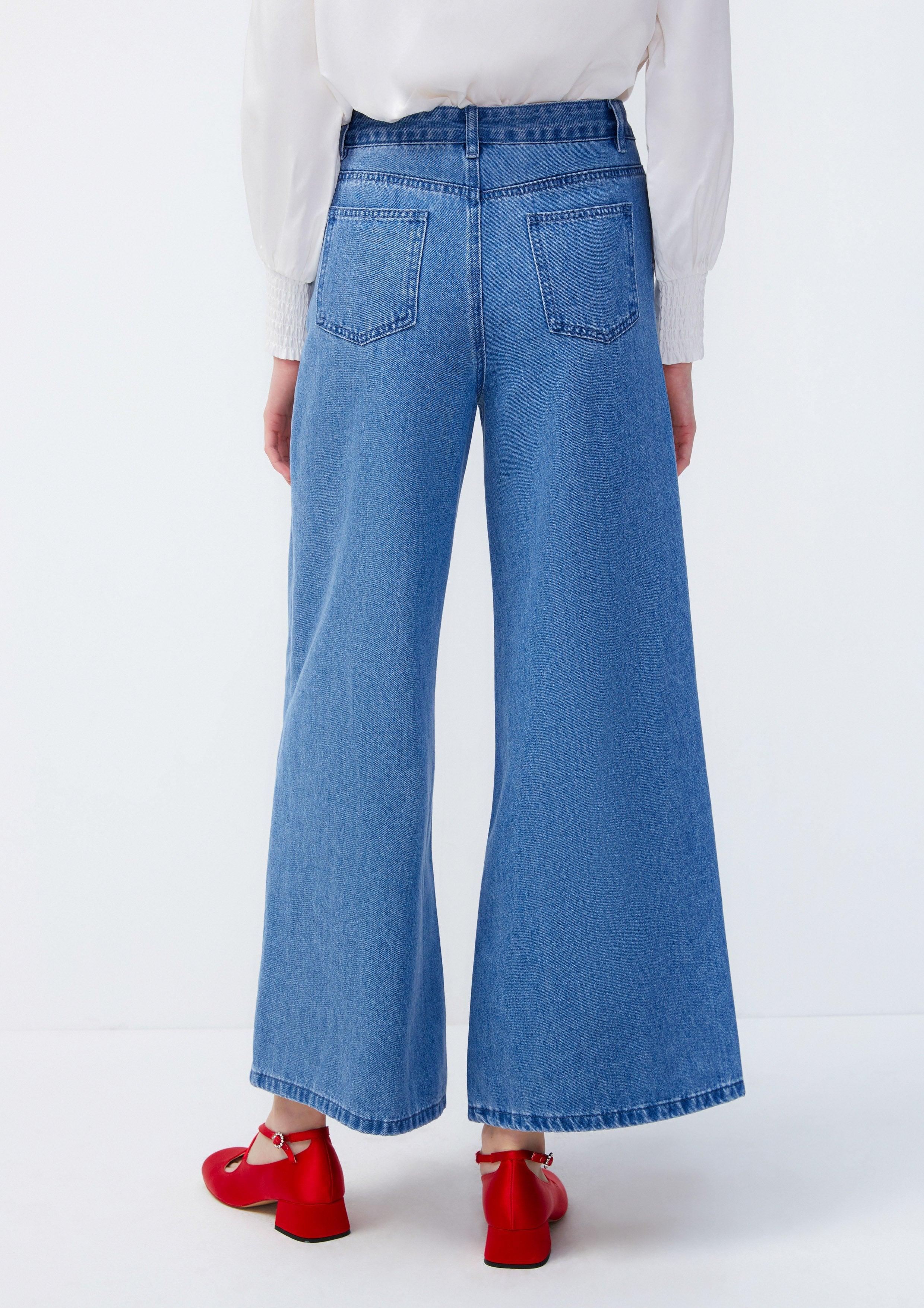 Lost in Museum Classic Whimsical Wide-Leg Jeans Blue