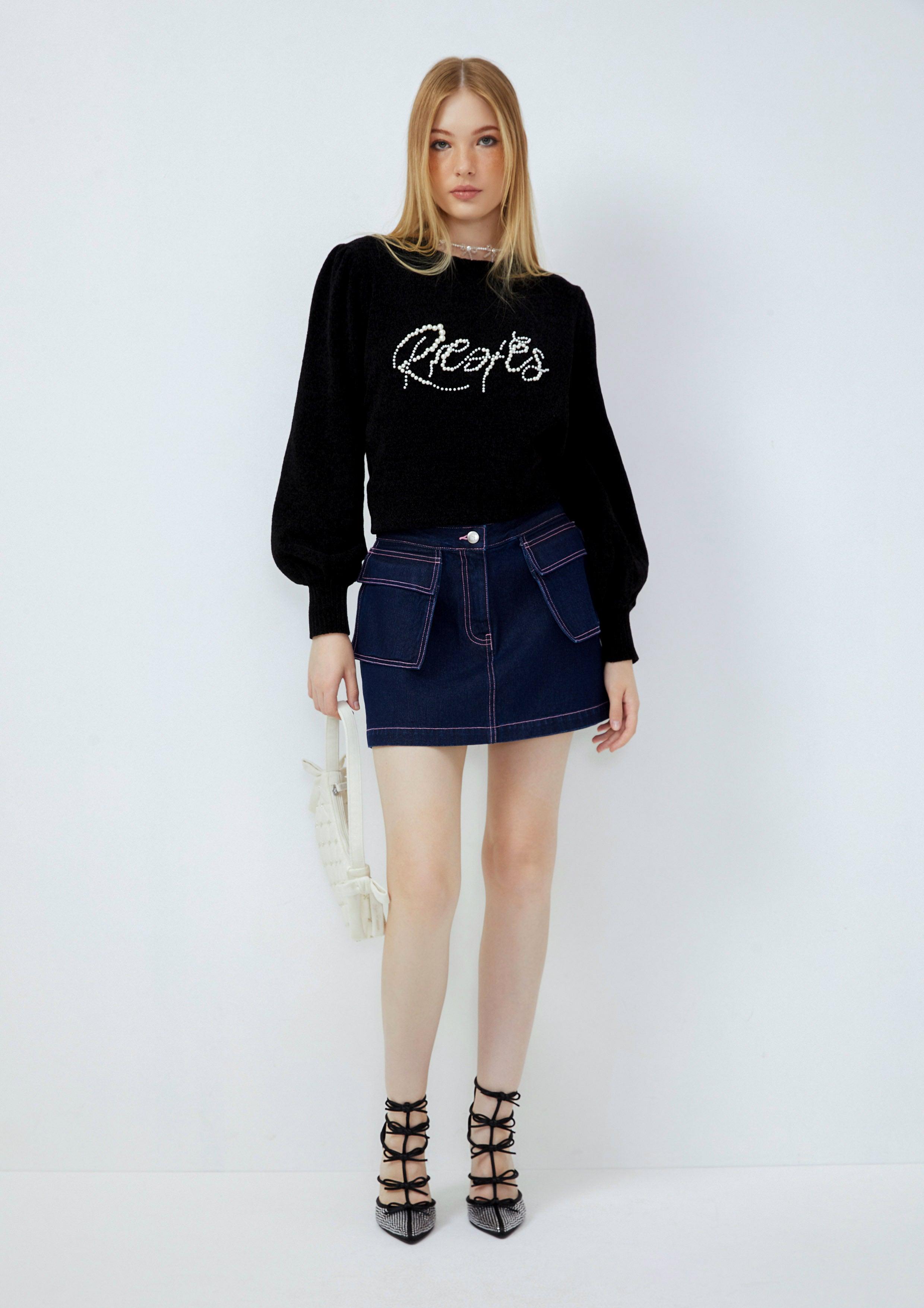 Lost in Museum Mini Denim Skirt Blue