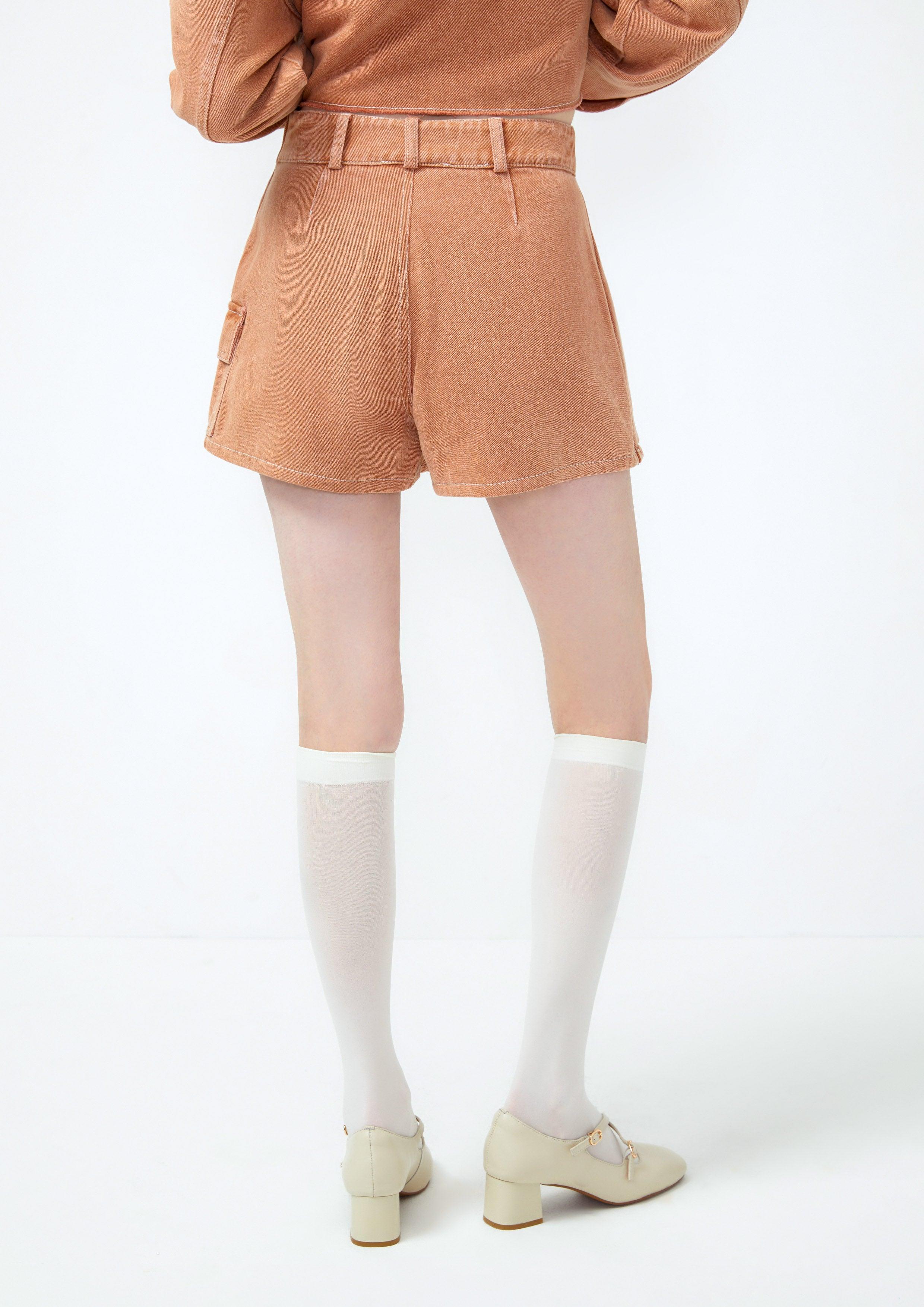 Lost in Museum Denim Skorts Orange