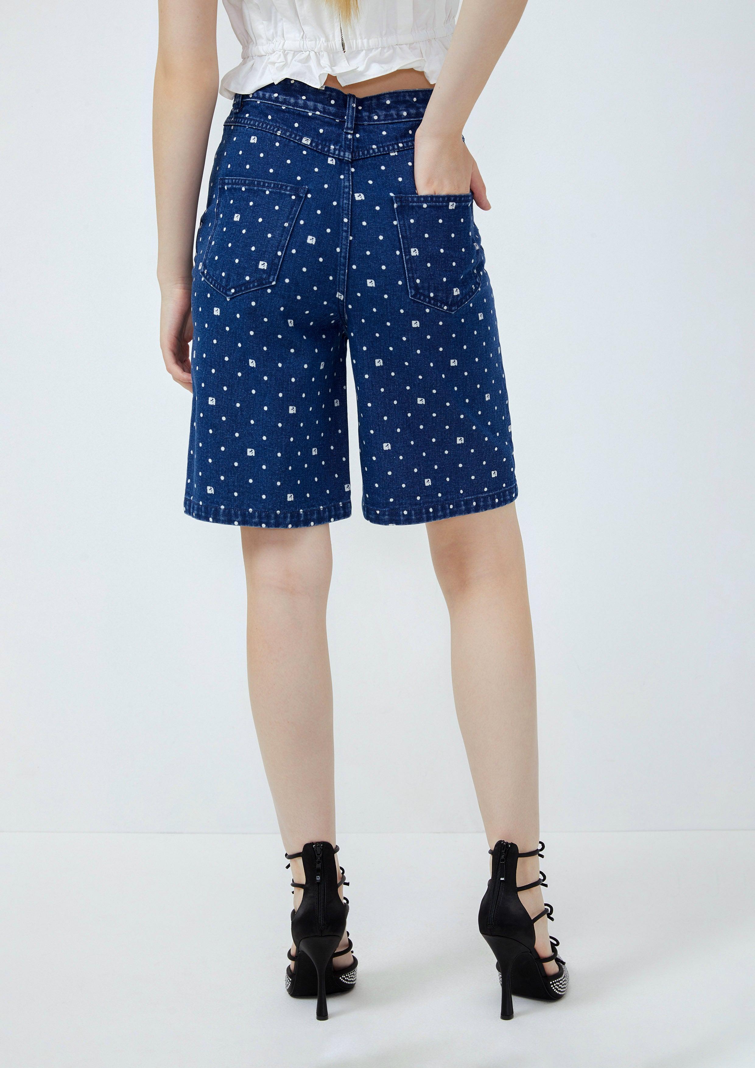 Lost in Museum Polka-Dot Sparkle Monogram Short Jeans Blue