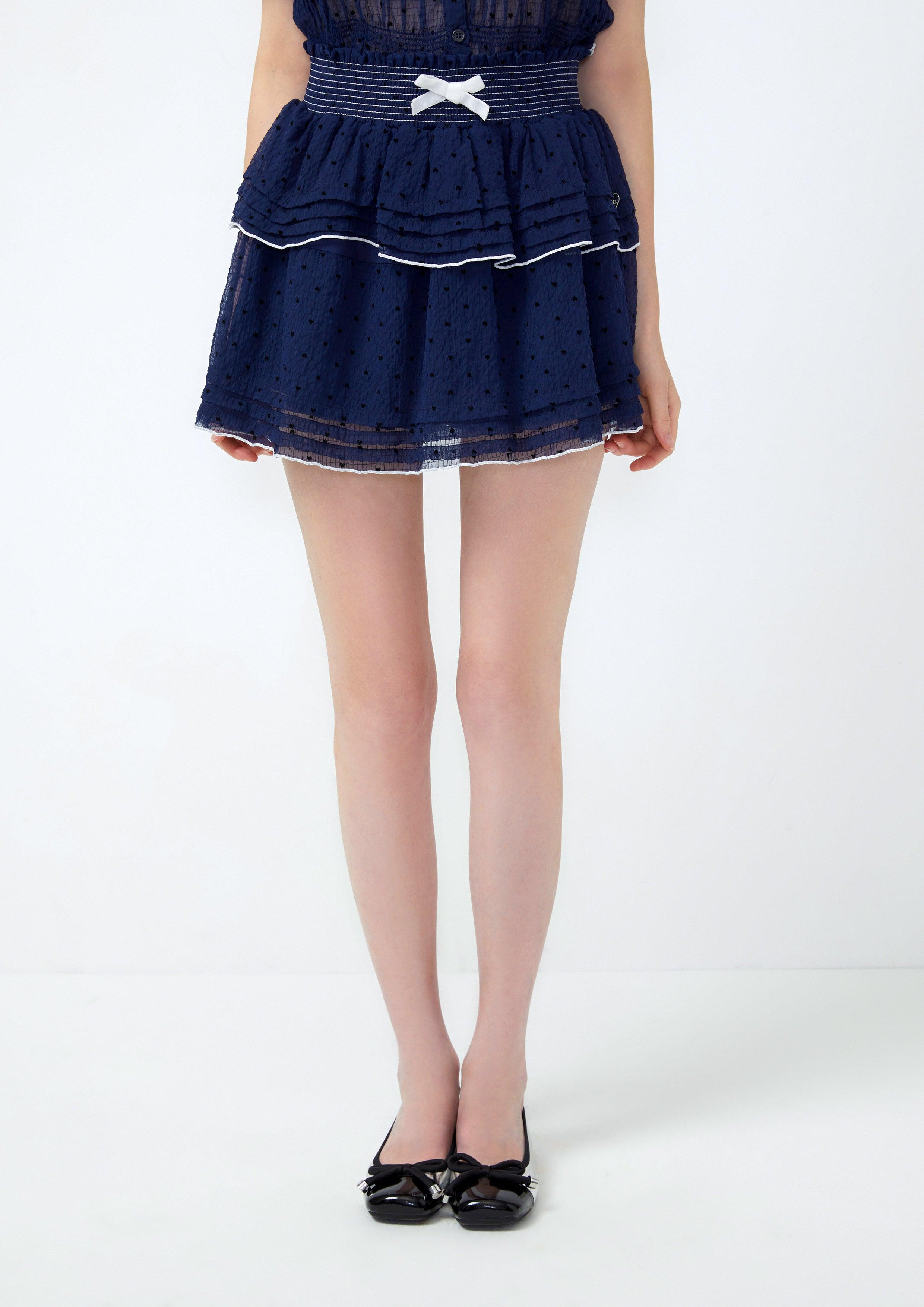 Lost in Museum Ruffle Mini Skirt Navy