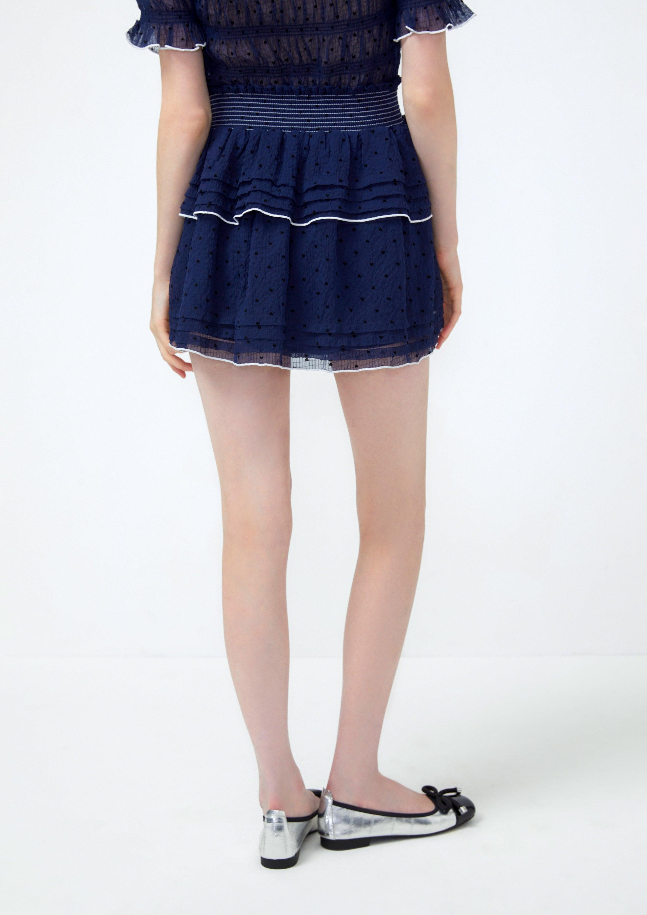 Lost in Museum Ruffle Mini Skirt Navy