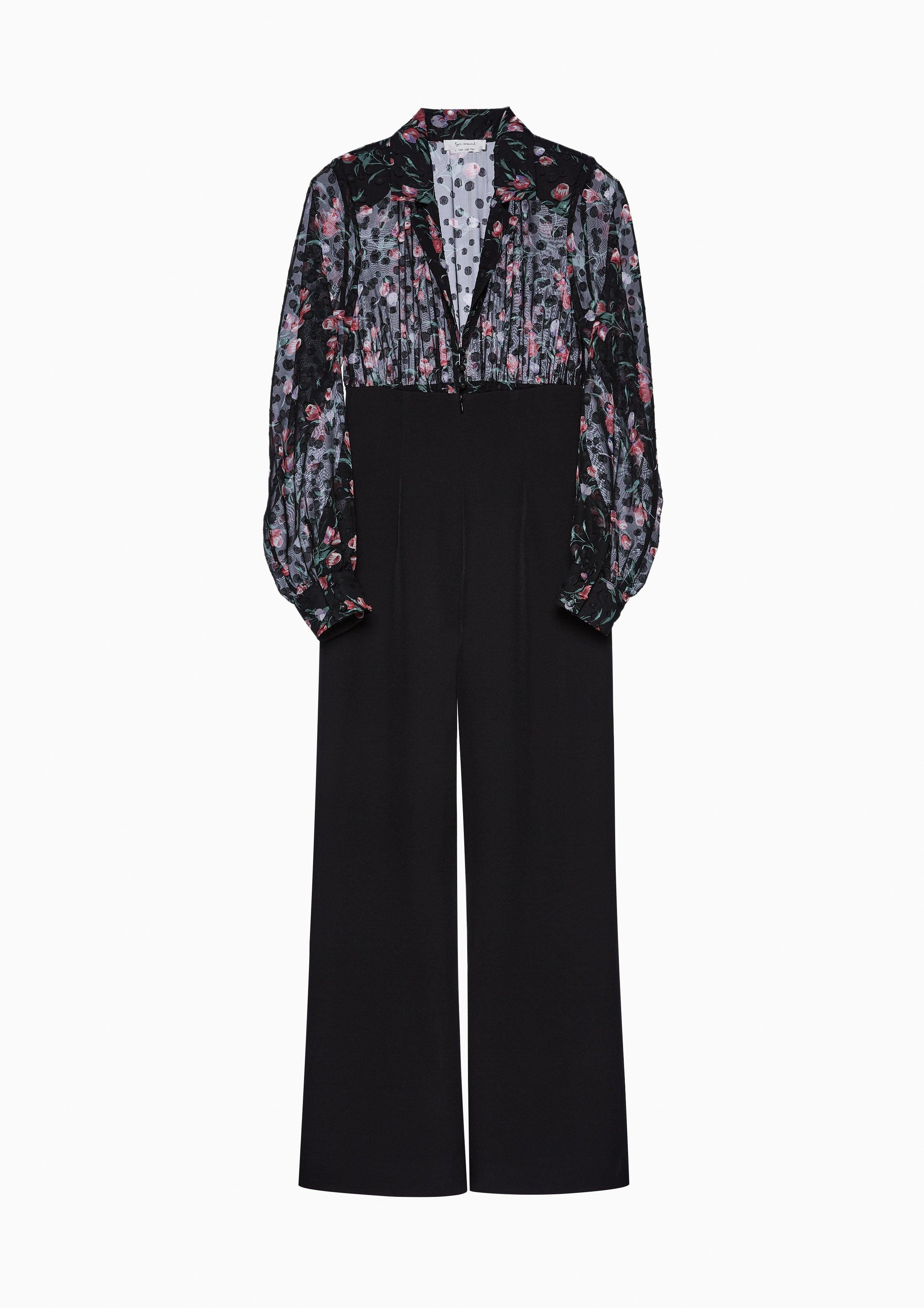 Femme Power Floral Top Jumpsuit Black