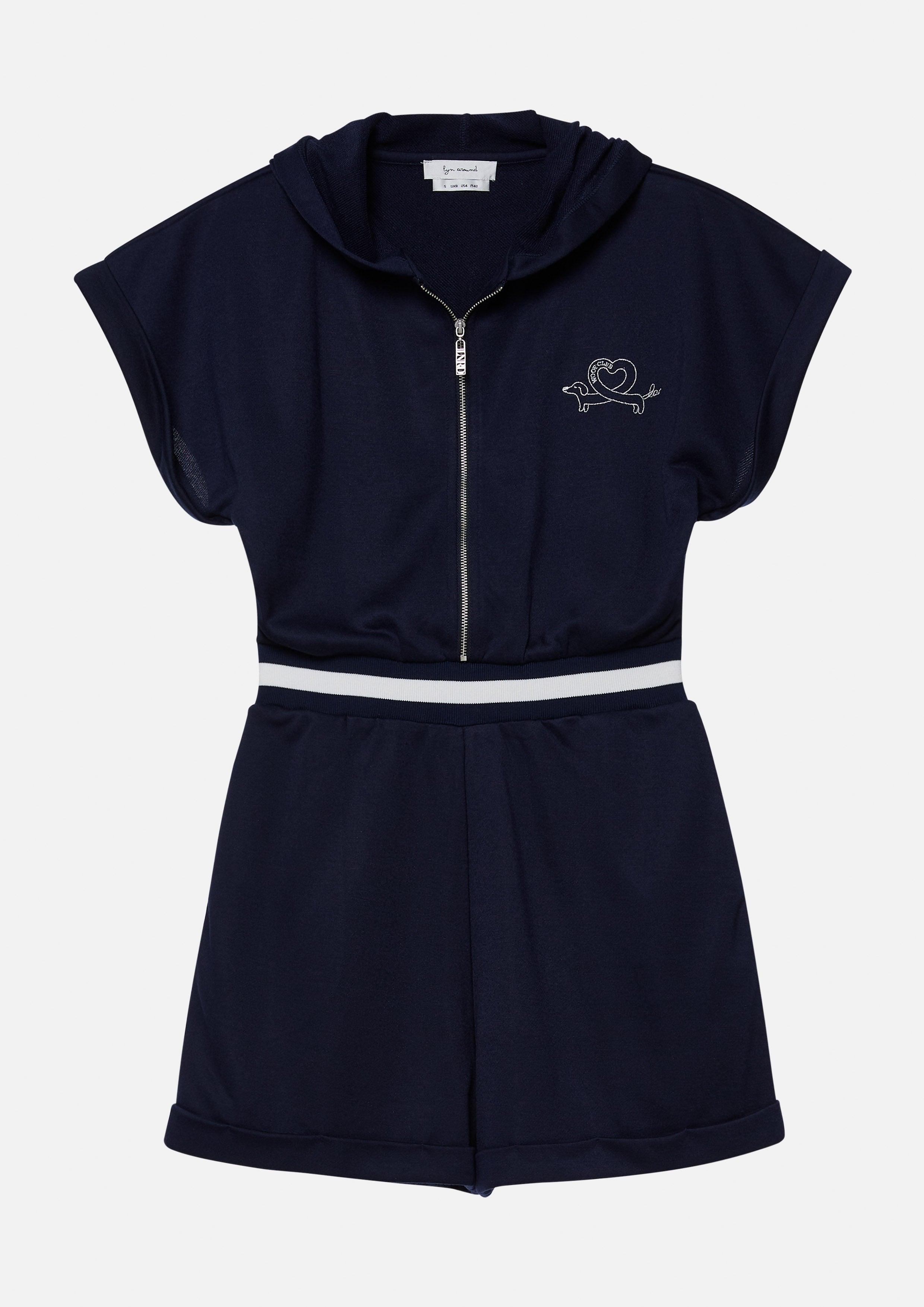 Lost In Museum Woof Club Short Romper Navy