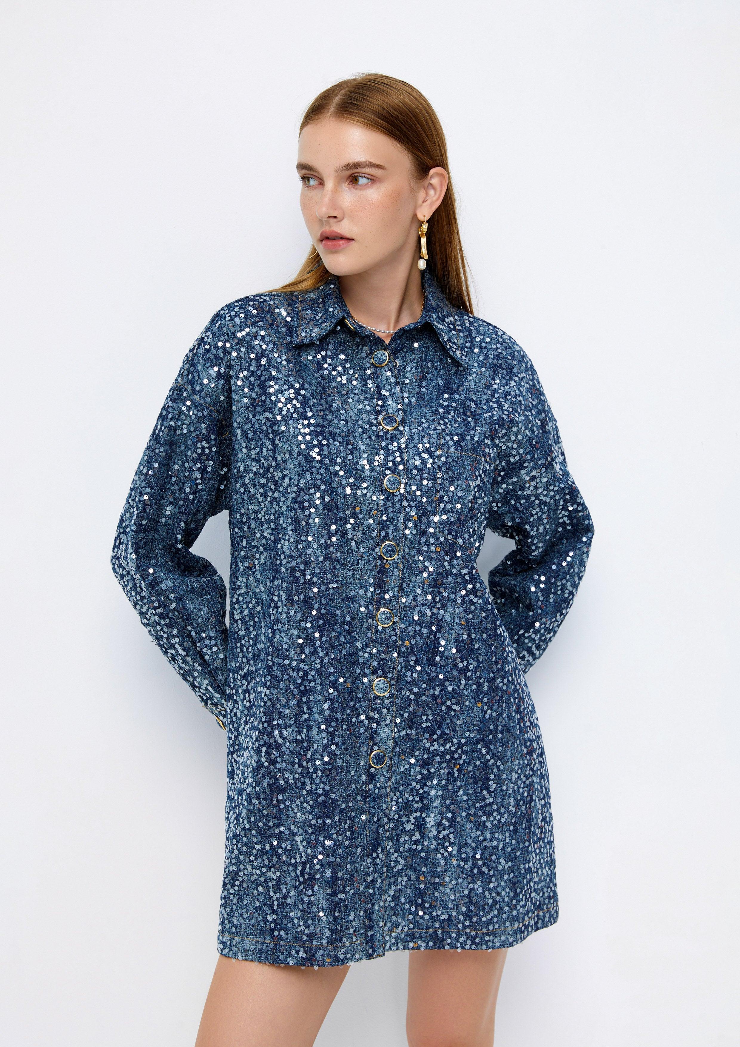 Sequin Mini Shirt Dress Lost In Museum Collection