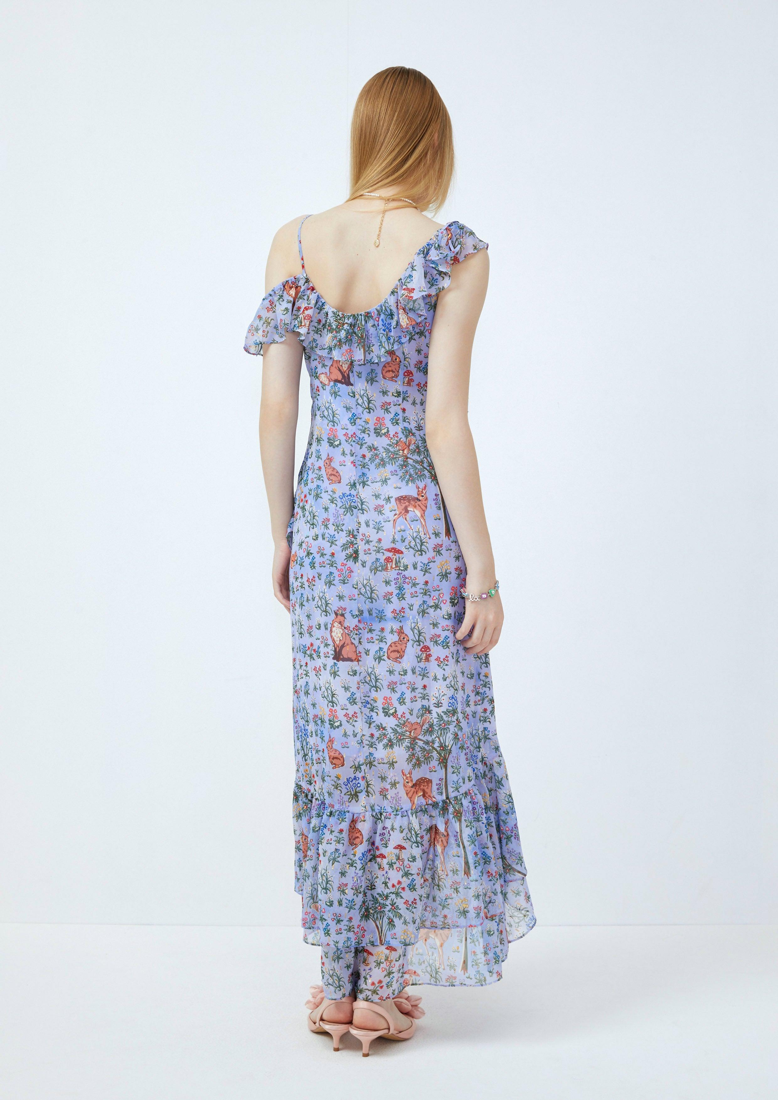 Lost in Museum One-Shoulder Print Dress Purple